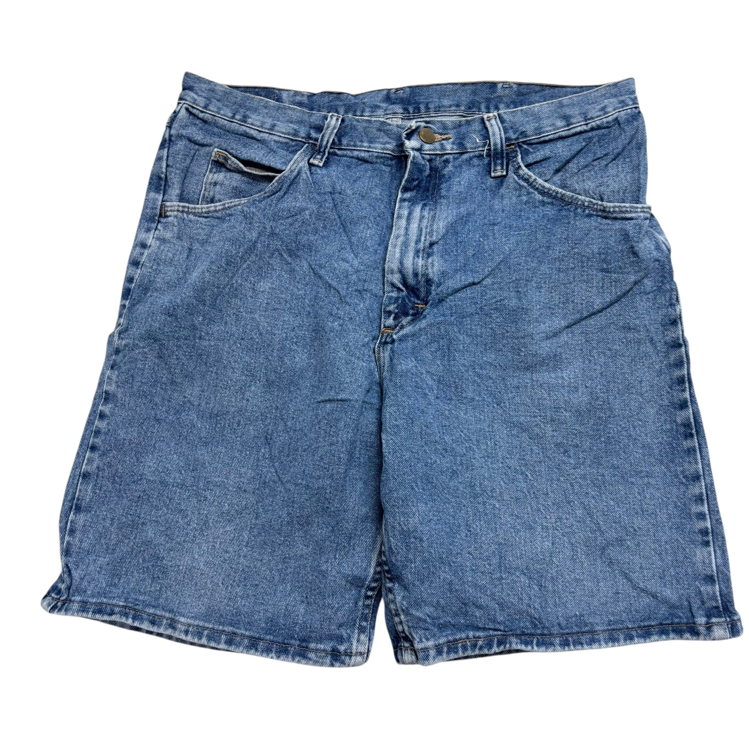 Vintage Wrangler Baggy Jorts W34 Mens Denim Shorts Mid Blue Relaxed Fit (E)