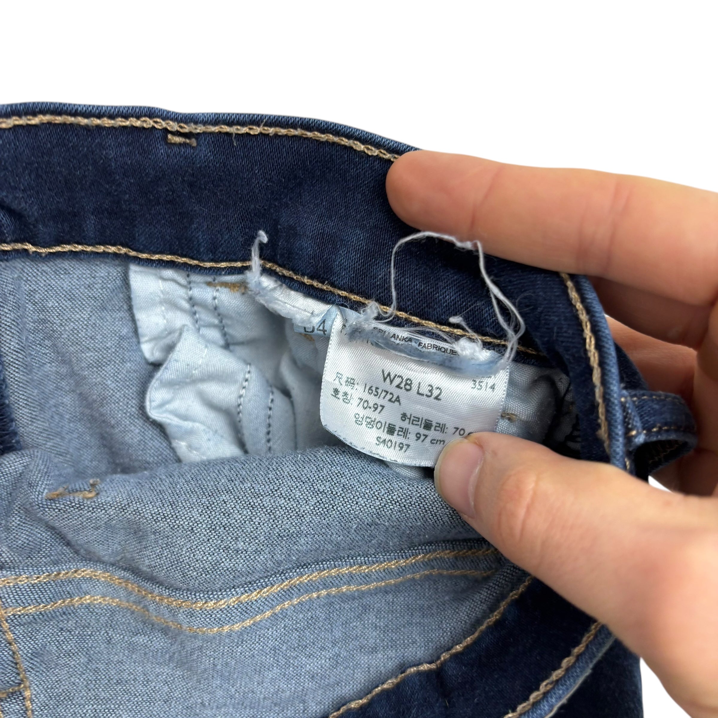 Levis 720 Jeans W28 L32 Womens Super Skinny Fit Dark Blue Stretch Denim (E)