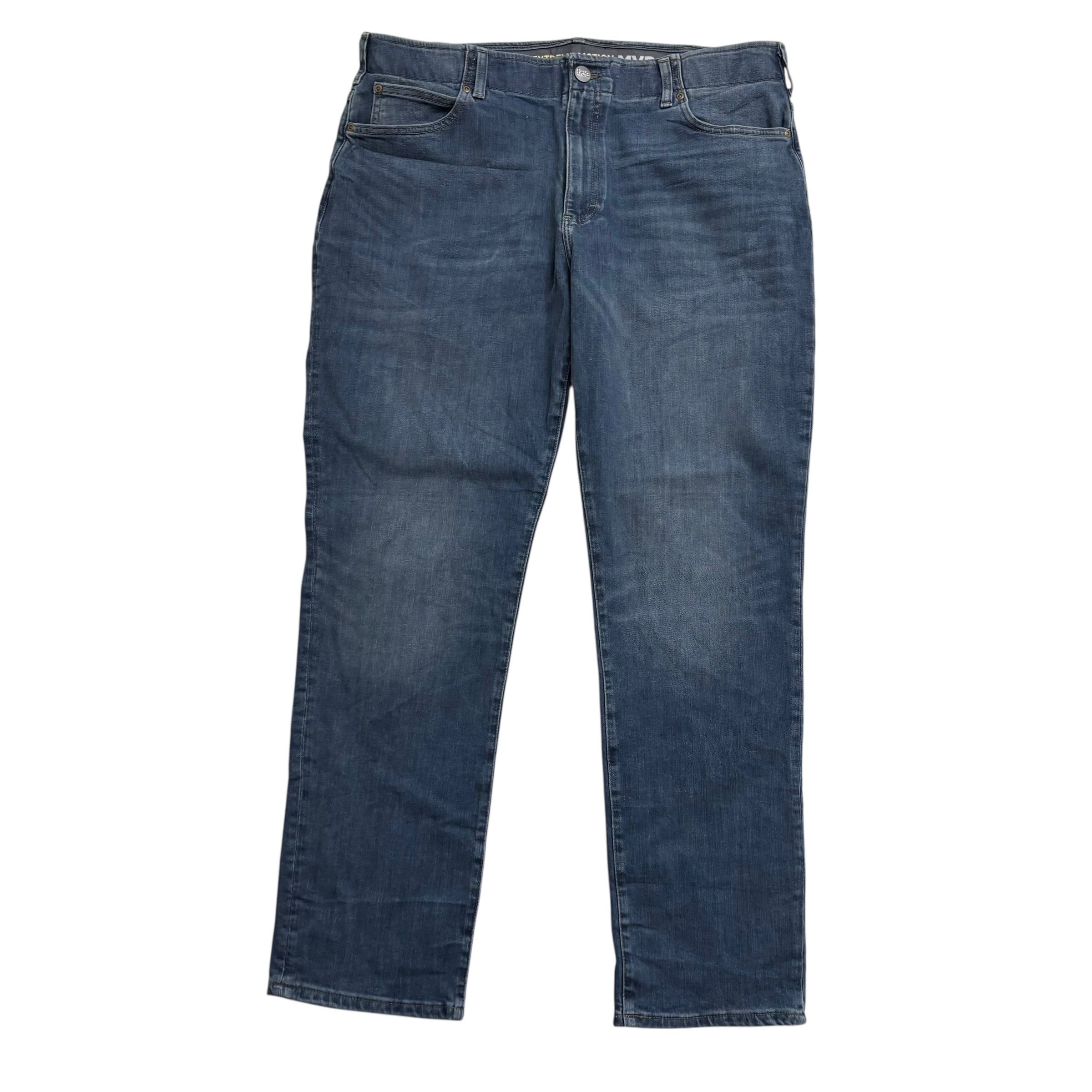 Lee Jeans W40 L32 Mens Regular Tapered Fit Mid Blue Stretch Denim (E)