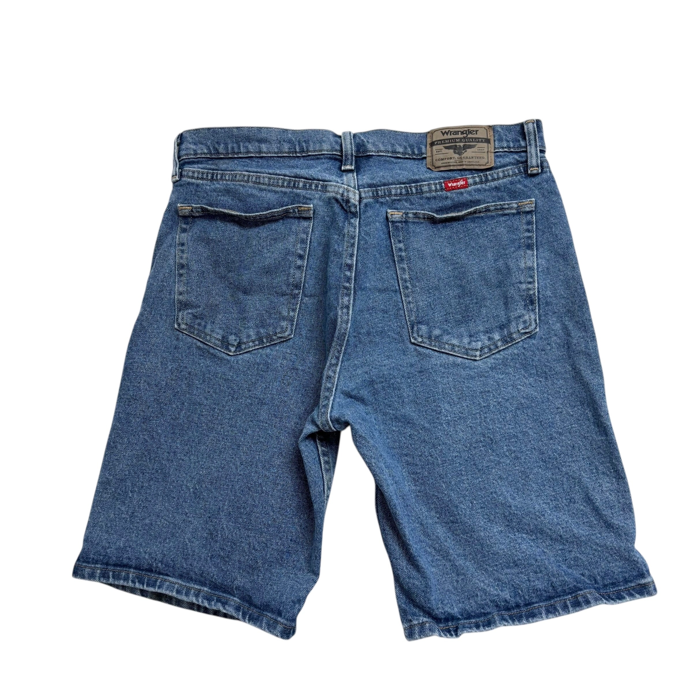 Wrangler Jorts W32 Mens Denim Shorts Mid Blue Regular Fit Stretch
