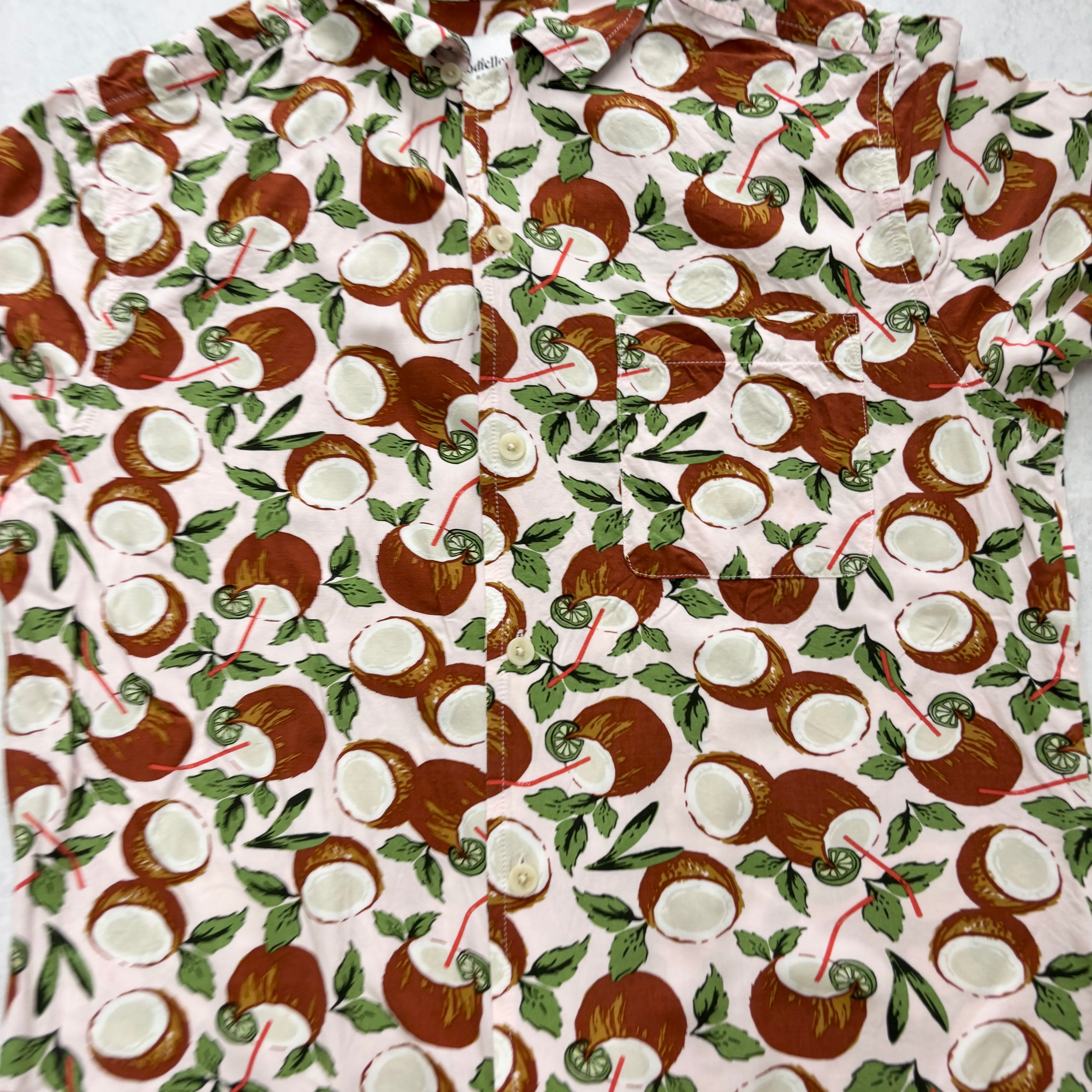 Hawaiian Shirt Mens Small Pink Floral Aloha Short Sleeve Rayon Regular Fit (E)