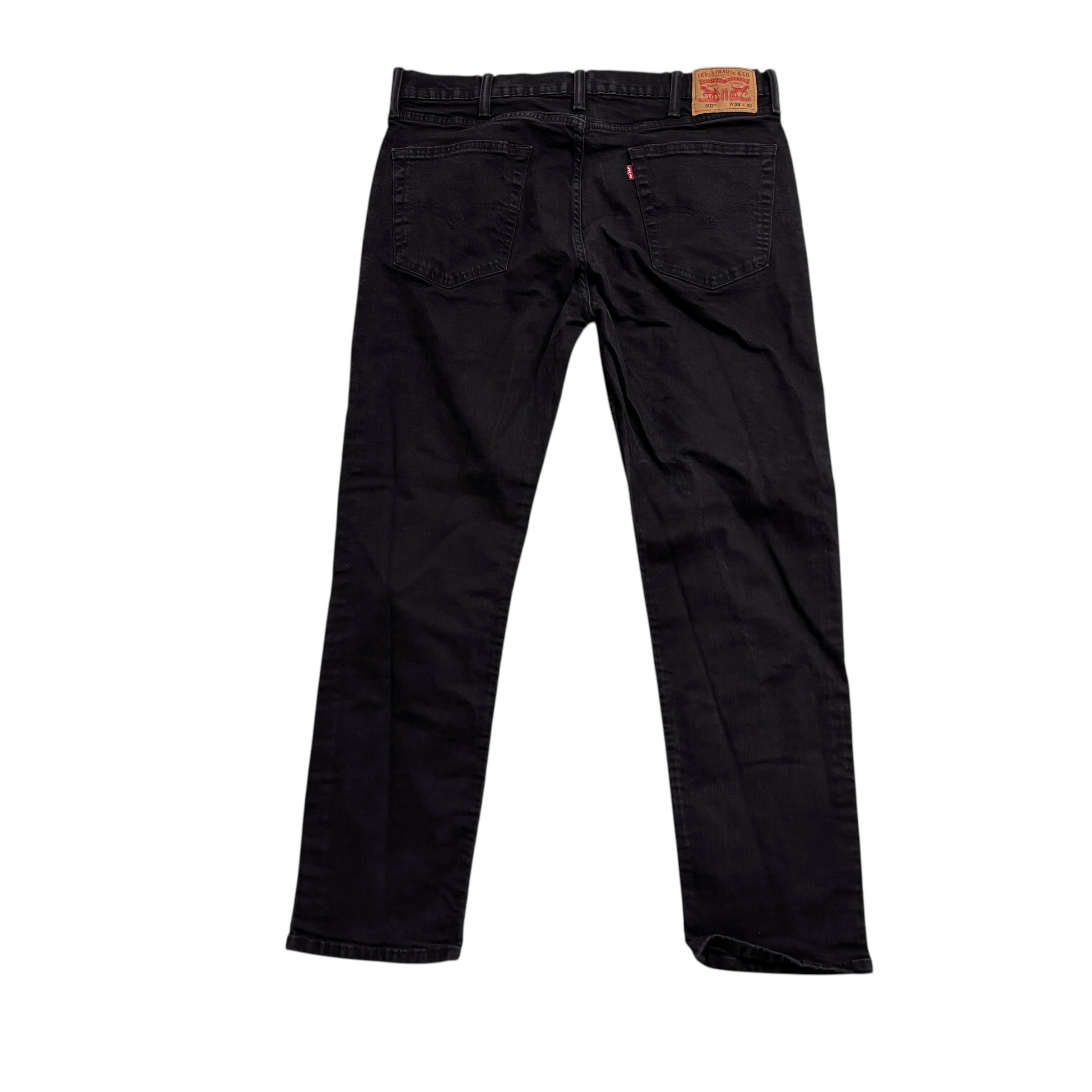 Levis 502 Jeans W36 L31 Mens Black Regular Tapered Fit Stretch Denim (E)