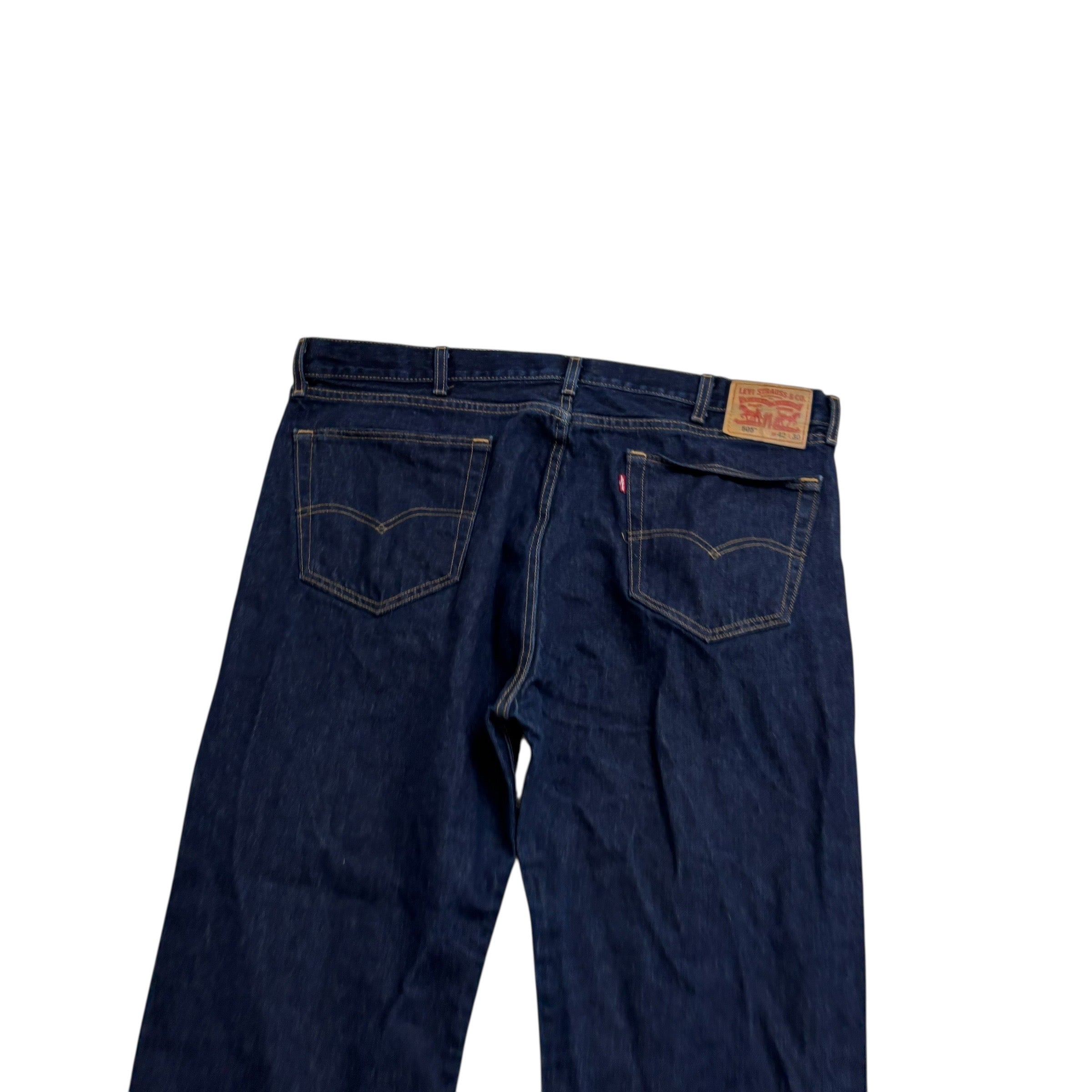 Levis 505 Jeans W42 L30 Mens Dark Blue Regular Straight Fit Denim (E)