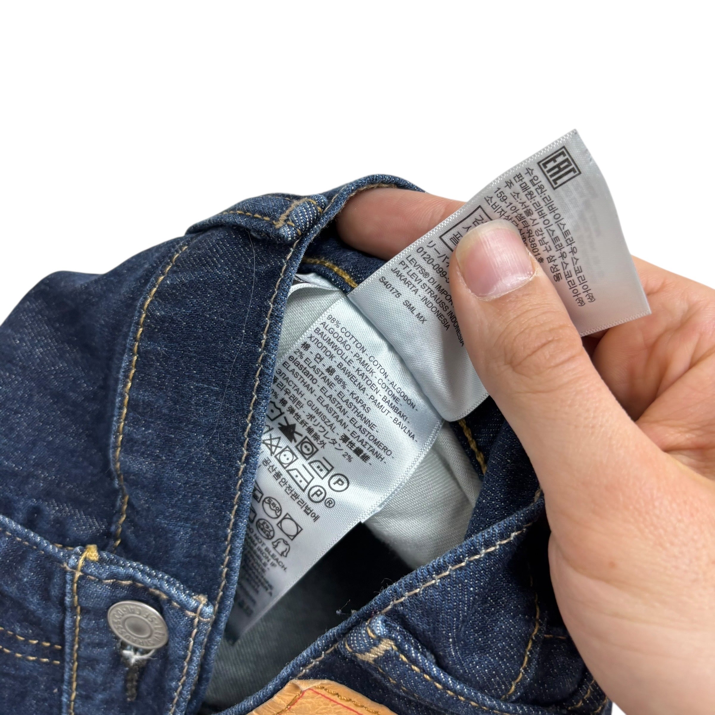 Levis 513 Jeans W38 L32 Mens Dark Blue Slim Straight Fit Stretch Denim (E)