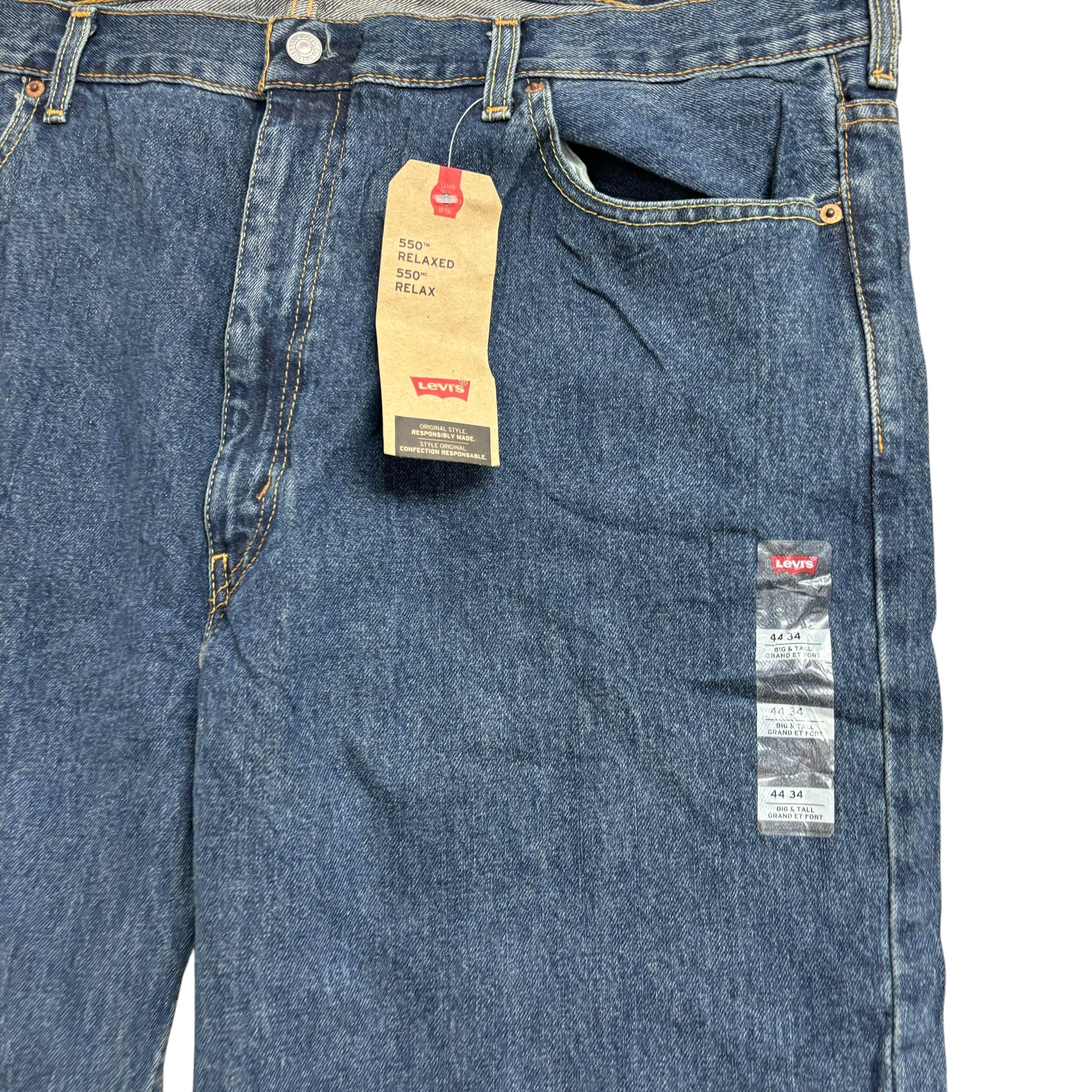 Levis 550 Jeans W44 L34 Mens Mid Blue Baggy Relaxed Straight Fit Denim