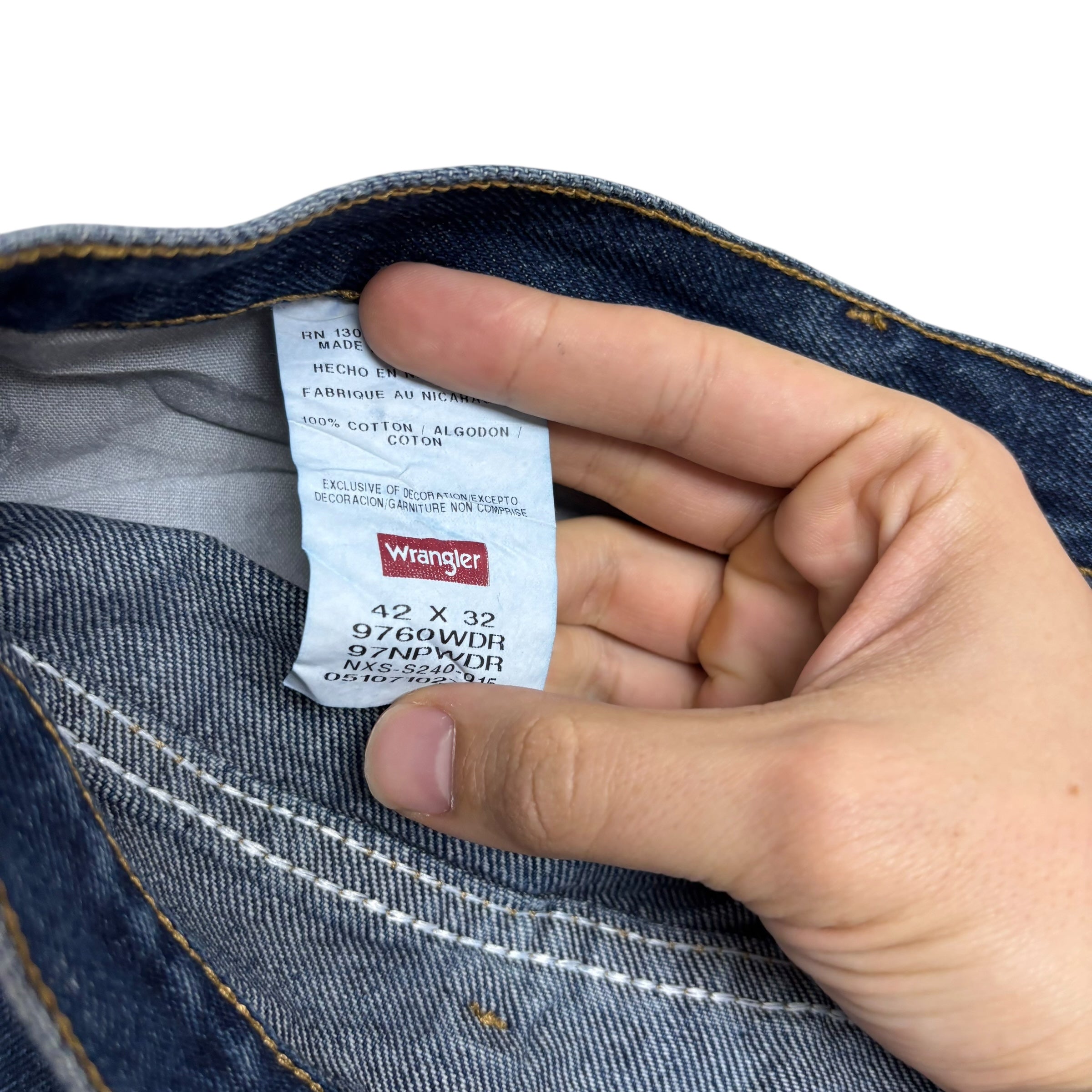 Wrangler Jeans W42 L32 Mens Dark Blue Relaxed Straight Fit Baggy Denim (E)