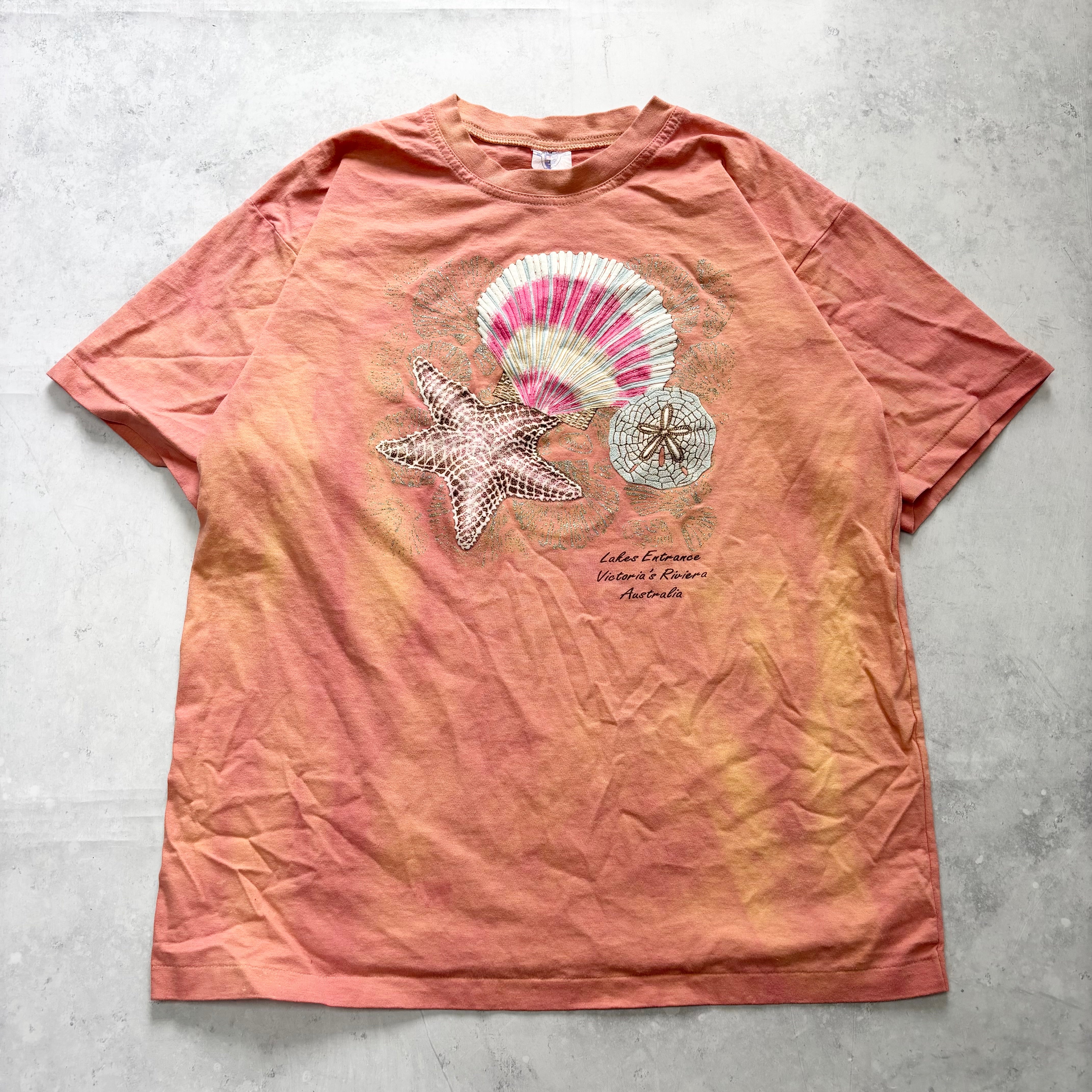 Vintage T Shirt Mens Large Pink Tie Die Single Stitch Graphic Print 90s Tourist (E)