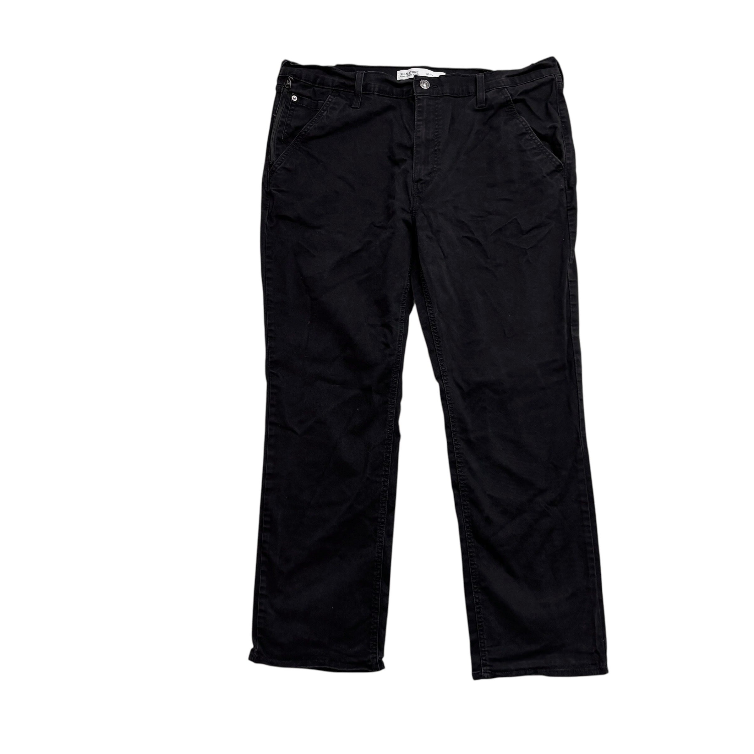 Levis Signature Trousers W40 L29 Mens Black Athletic Fit Stretch Pants (E)