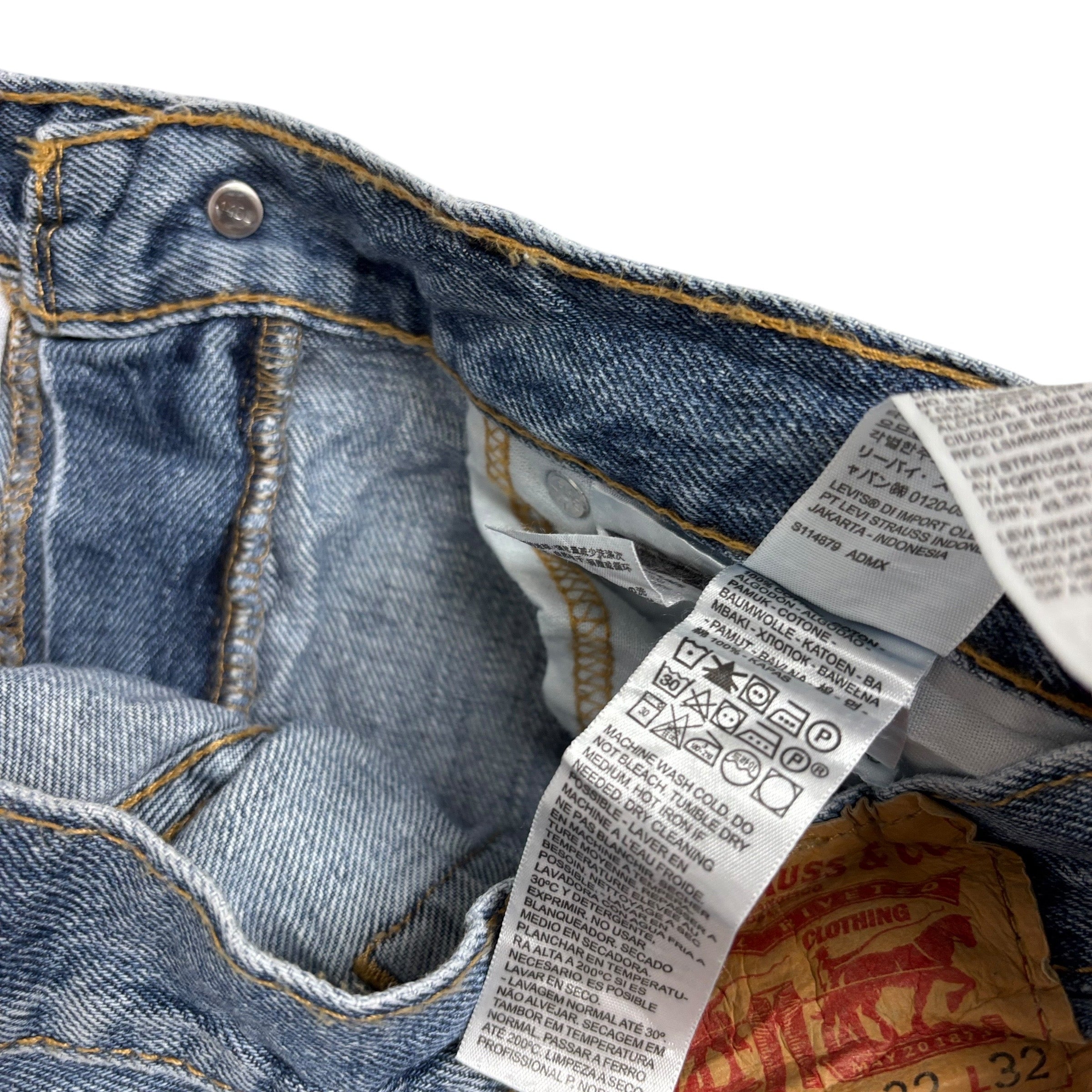 Levis 505 Jeans W32 L32 Mens Mid Blue Regular Straight Fit Vintage Denim (E)