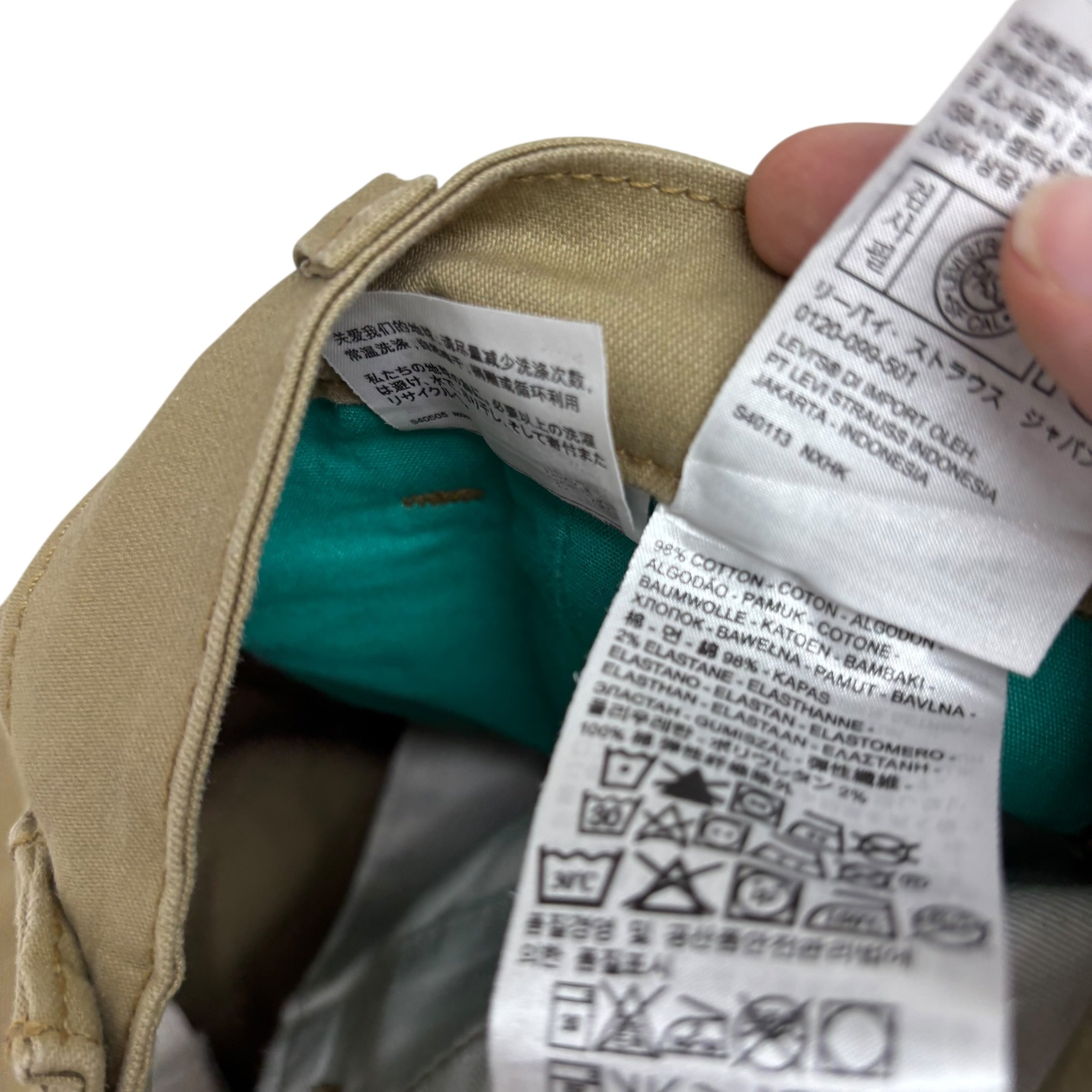 Levis Commuter Chino Trousers W32 L32 Mens Beige Regular Tapered Fit Stretch (E)