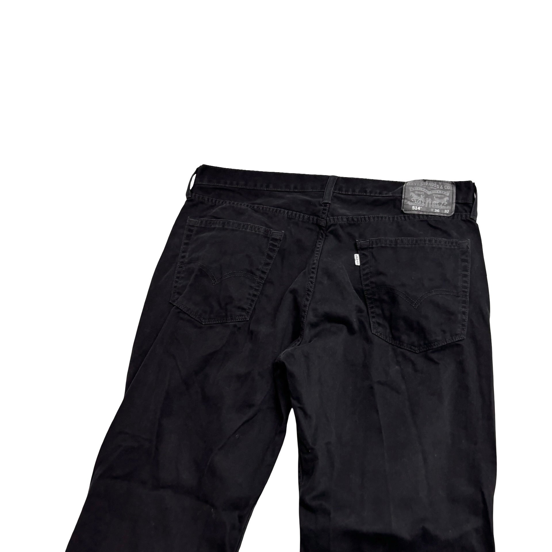 Levis 514 Trousers W36 L32 Mens Black Regular Straight Fit Cotton Pants (E)