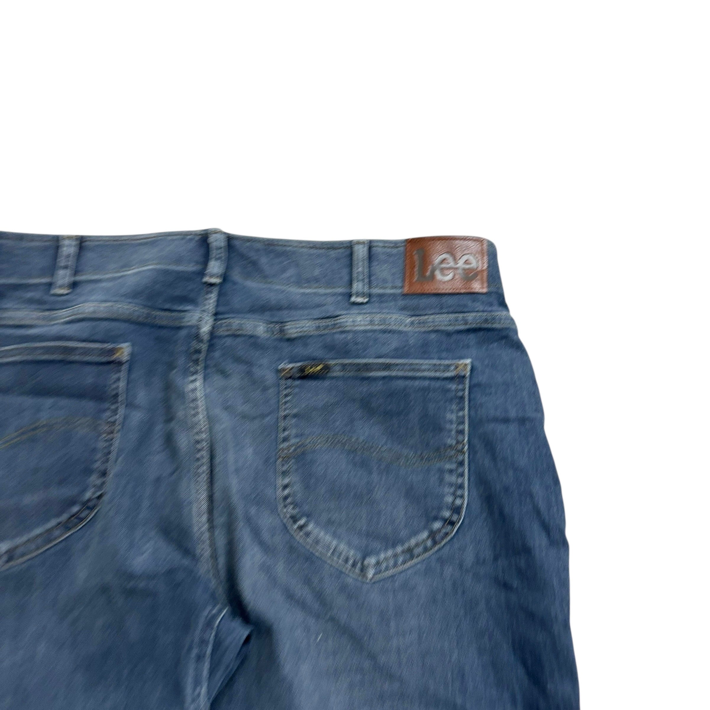Lee Jeans W40 L32 Mens Regular Tapered Fit Mid Blue Stretch Denim (E)