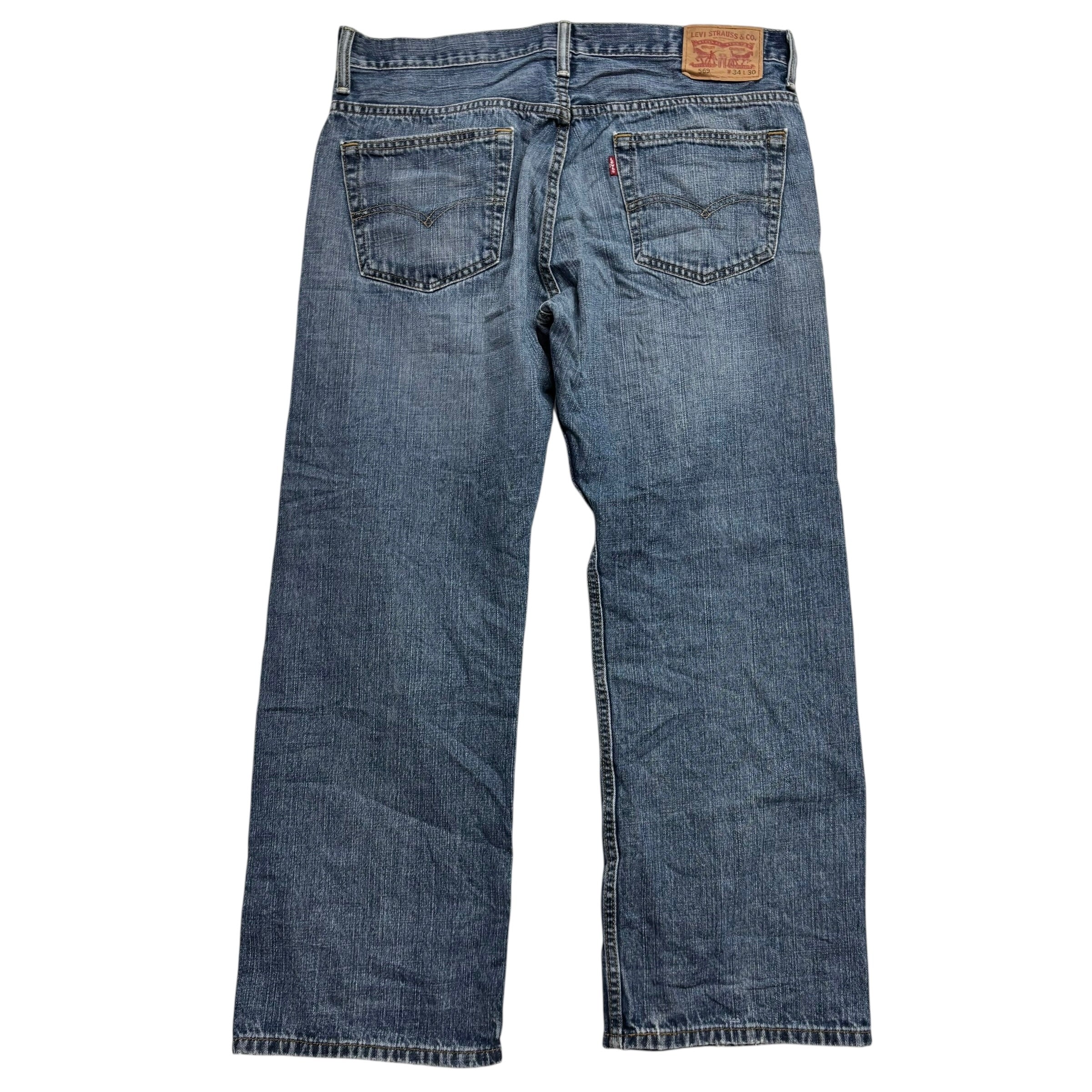Levis 569 Jeans W34 L30 Mens Mid Blue Baggy Relaxed Straight Fit Denim