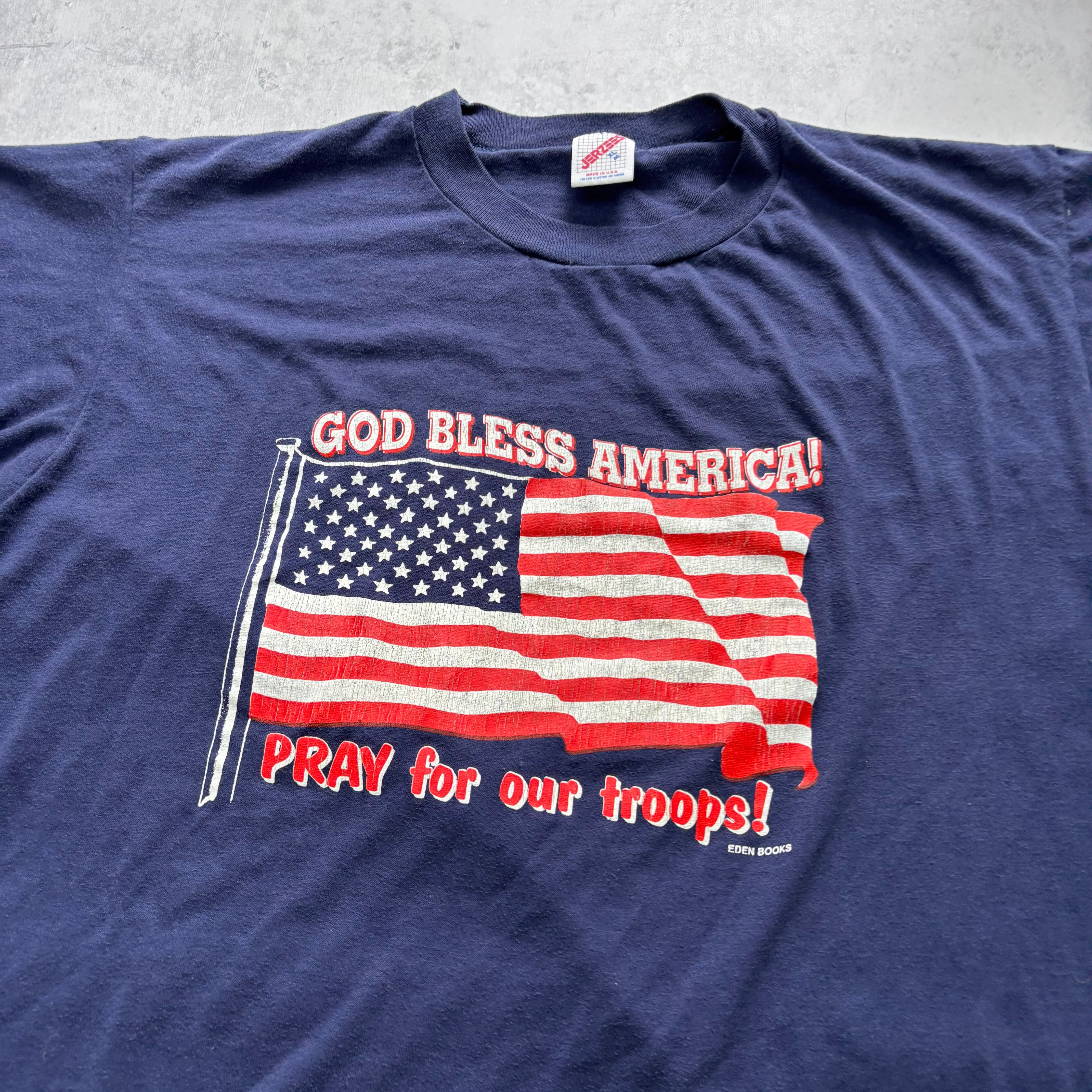 Vintage T Shirt Mens Large Navy Blue Single Stitch Graphic Print 90s USA (F)