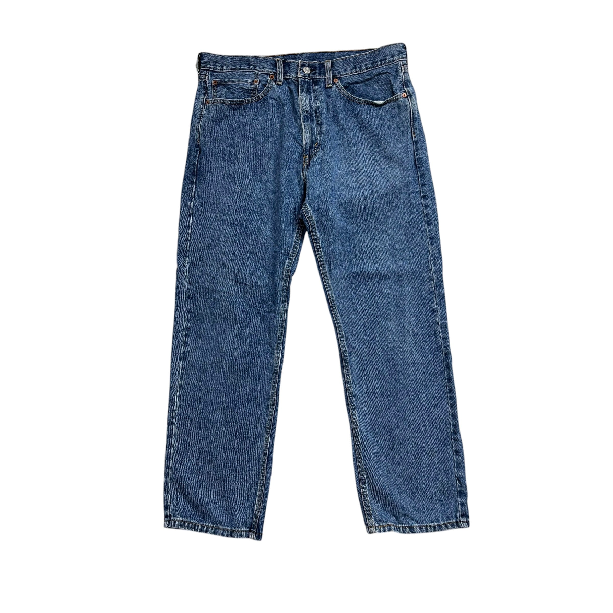 Levis 505 Jeans W36 L30 Mens Mid Blue Regular Straight Fit Denim (E)
