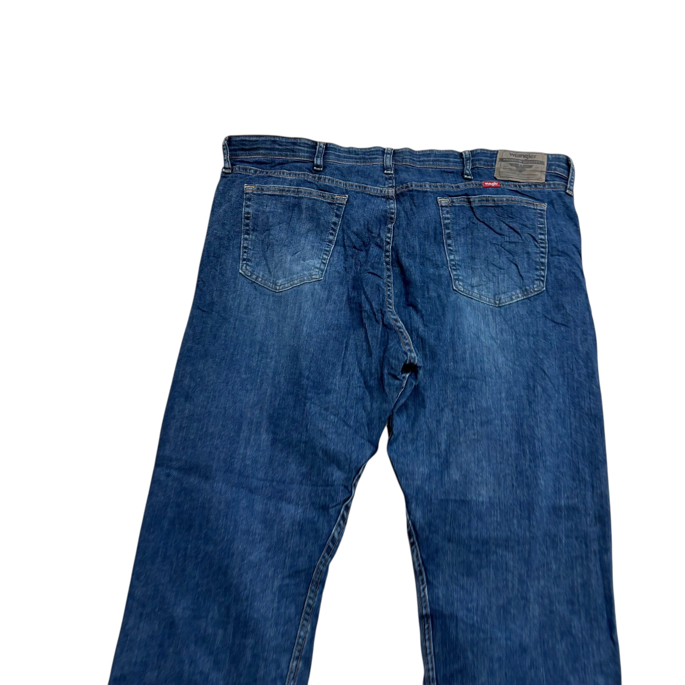 Wrangler Jeans W42 L30 Mens Dark Blue Relaxed Straight Fit Stretch Denim (E)