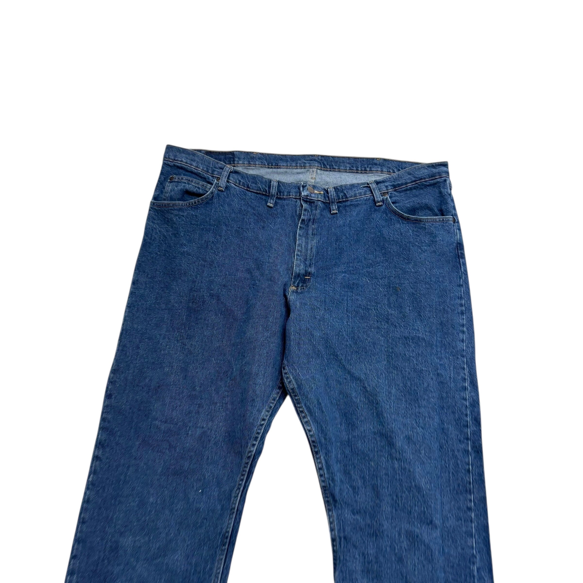 Wrangler Jeans W46 L30 Mens Mid Blue Relaxed Straight Fit Stretch Denim