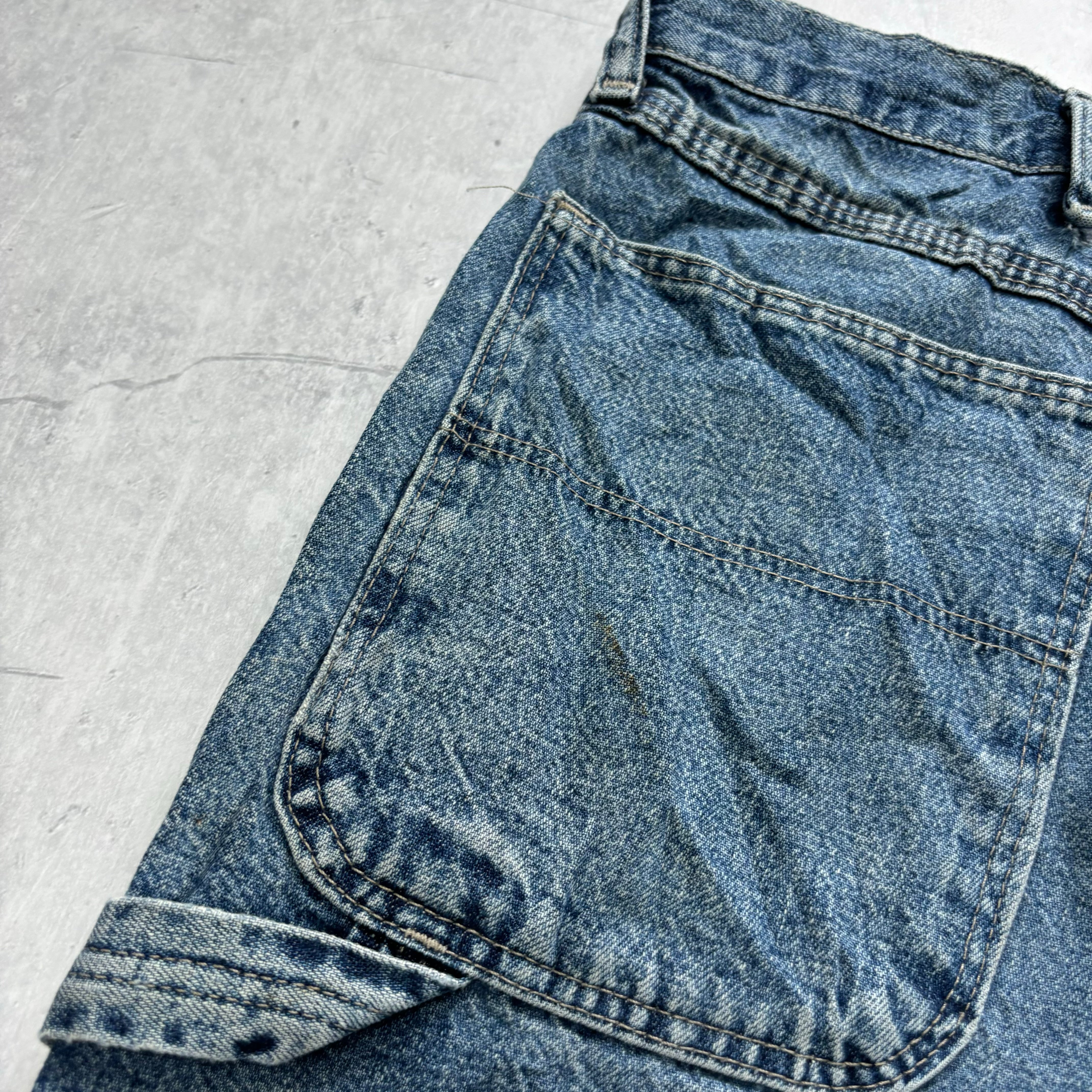 Vintage Wrangler Jorts W42 Mens Denim Shorts Mid Blue Baggy Relaxed Carpenter