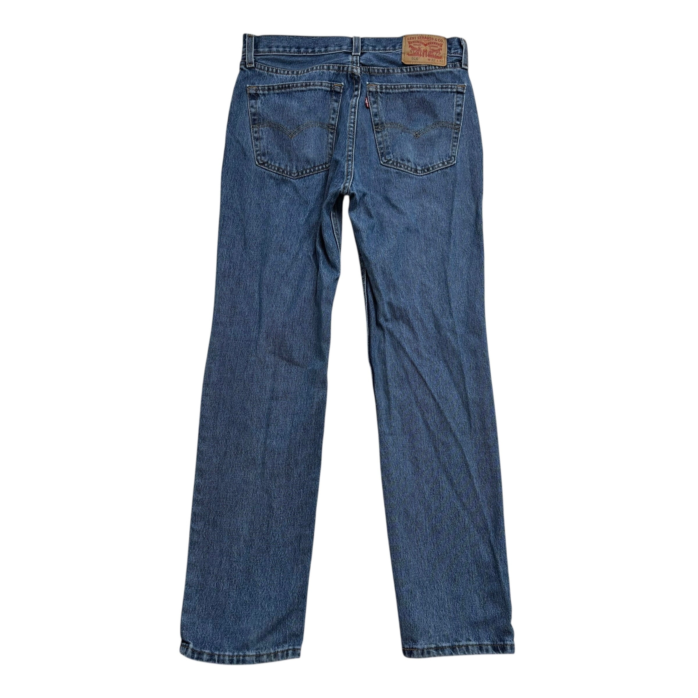 Levis 516 Jeans W32 L32 Mens Mid Blue Slim Straight Fit Denim (E)
