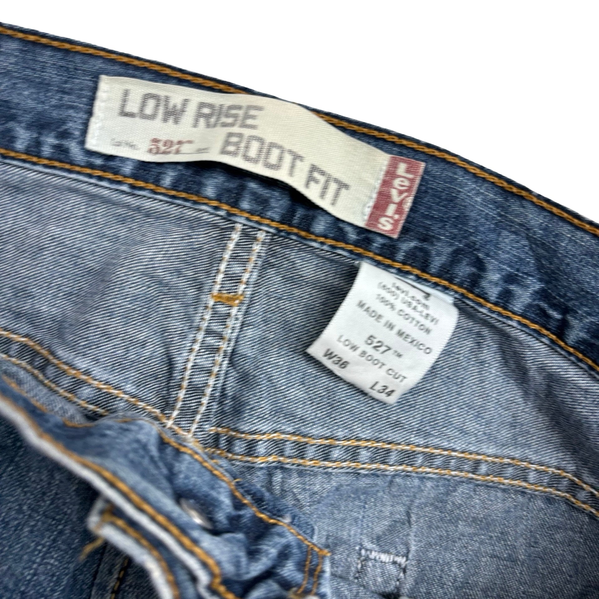 Levis 527 Jeans W36 L34 Mens Mid Blue Low Bootcut Fit Vintage Denim