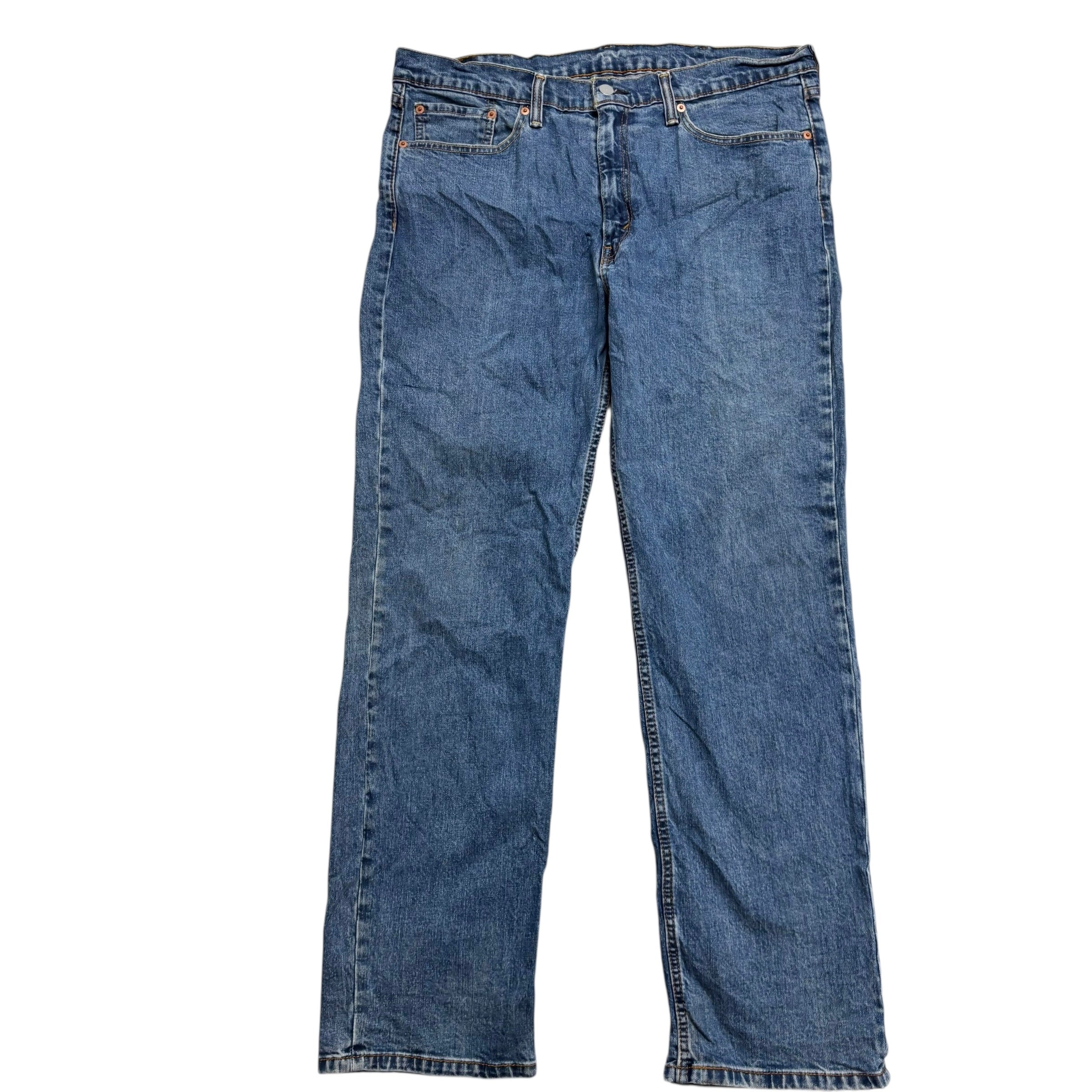 Levis 514 Jeans W38 L32 Mens Mid Blue Regular Straight Fit Stretch Denim (F)