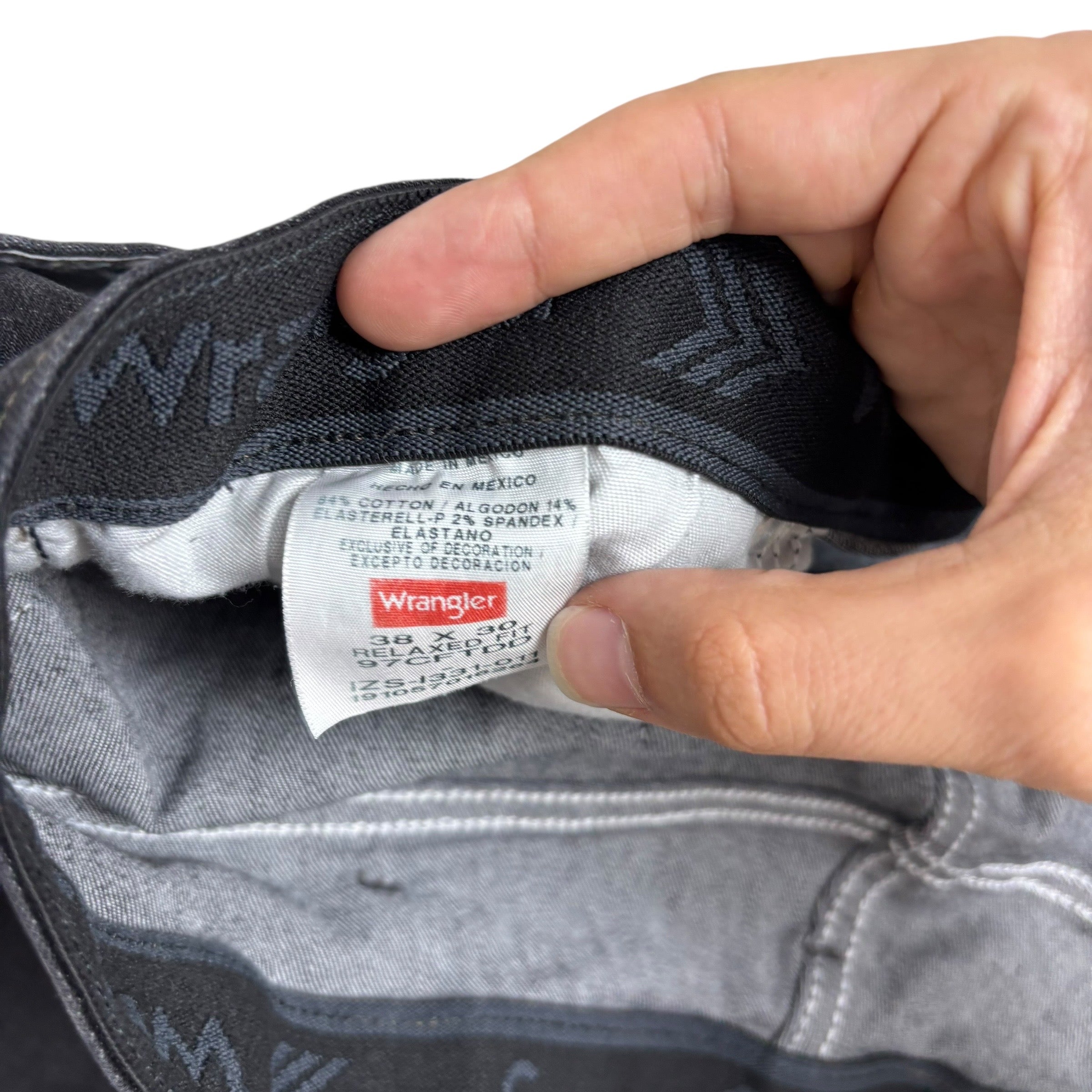 Wrangler Jeans W38 L30 Mens Black Relaxed Straight Fit Stretch Denim (E)