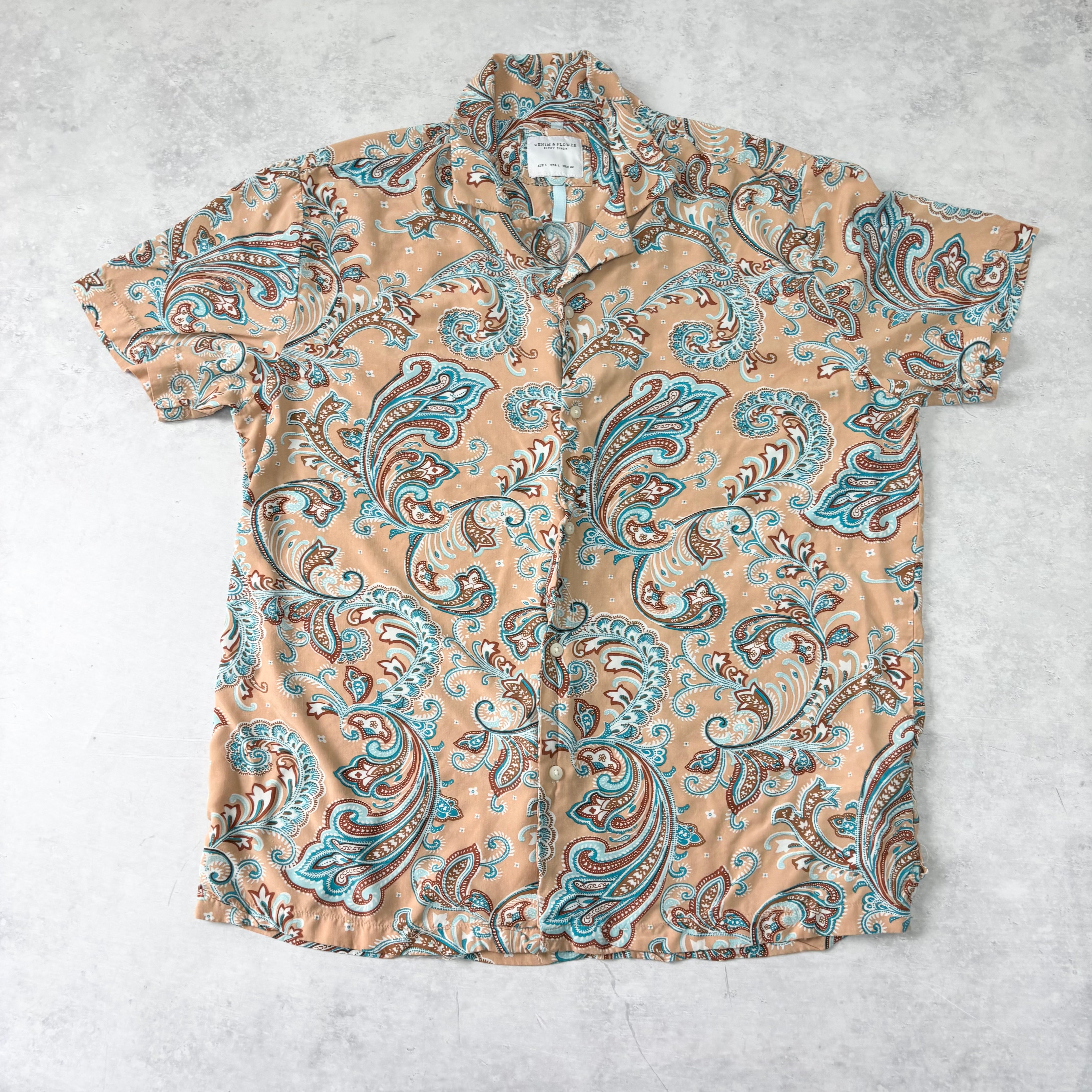 Hawaiian Shirt Mens Large Pink Floral Aloha Short Sleeve (E)