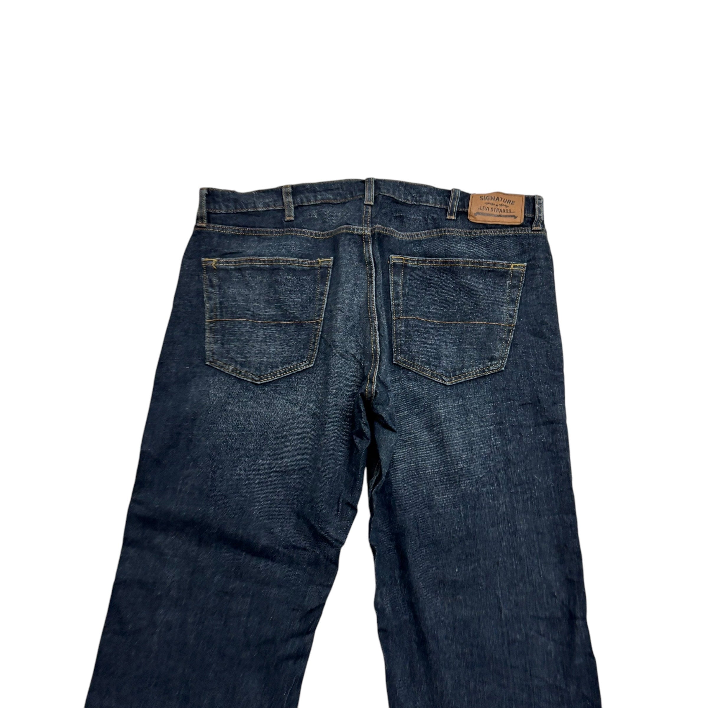 Levis Signature Jeans W38 L30 Mens Dark Blue Relaxed Straight Stretch Denim (E)