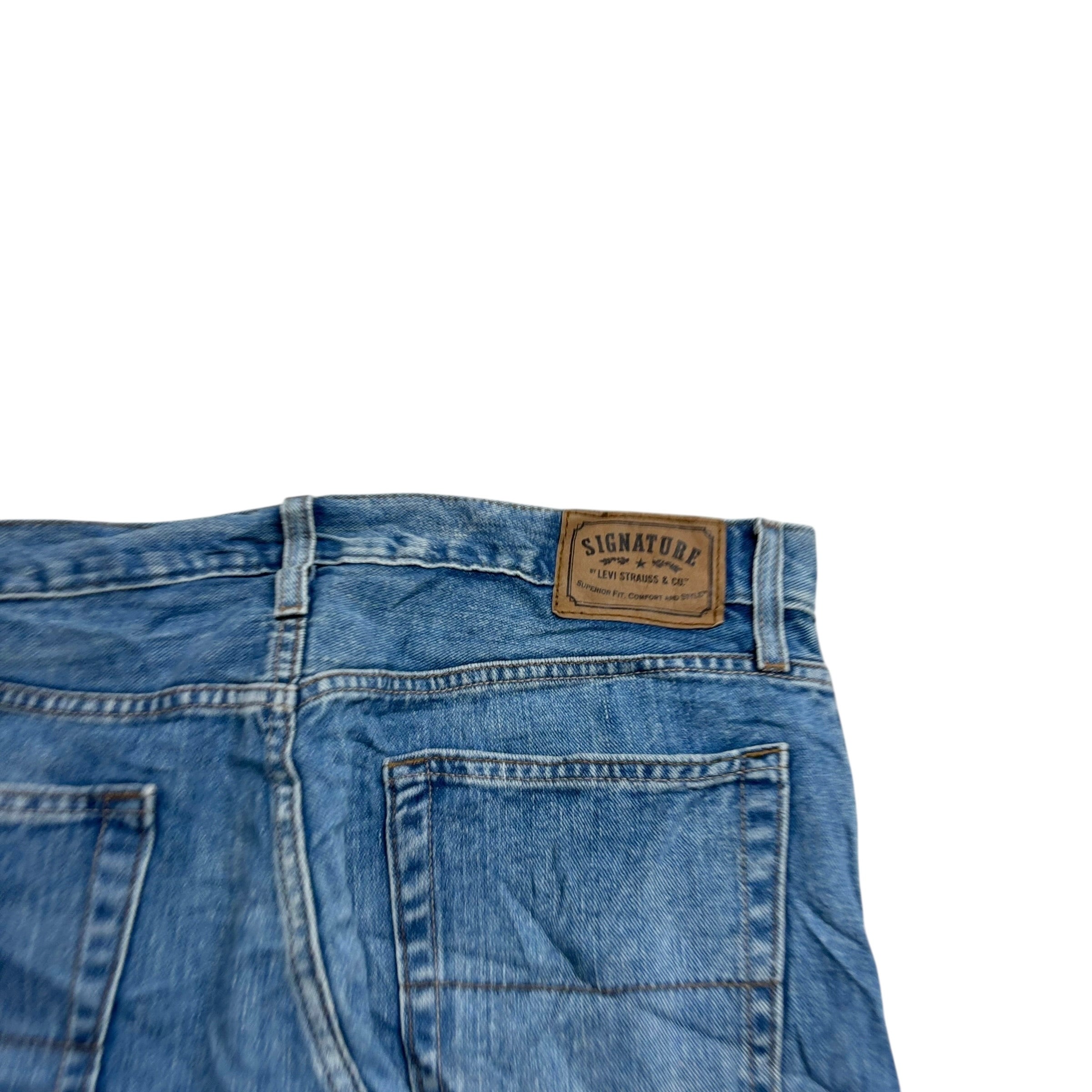 Levis Signature Jeans W36 L34 Mens Mid Blue Regular Bootcut Fit Denim (E)