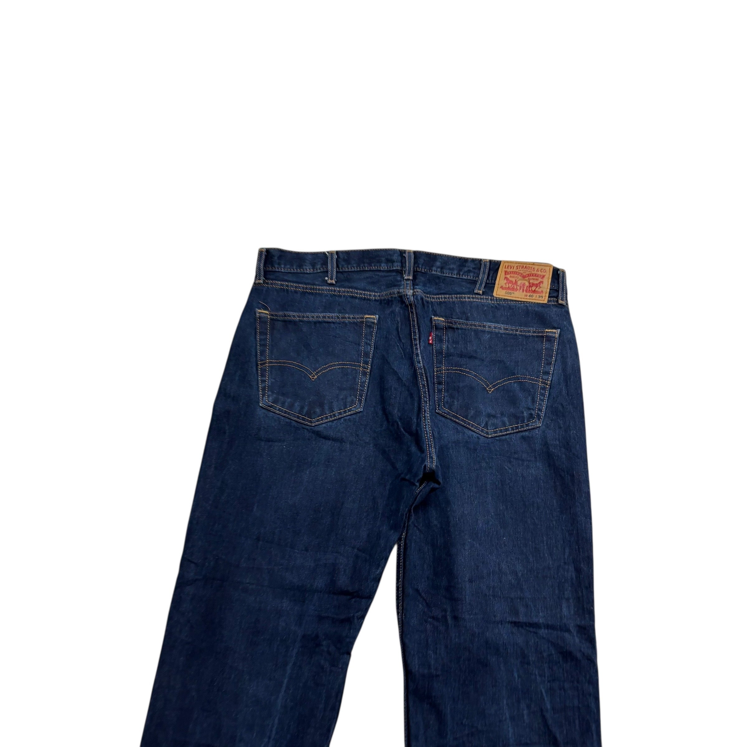 Levis 505 Jeans W40 L30 Mens Dark Blue Regular Straight Fit Denim (E)