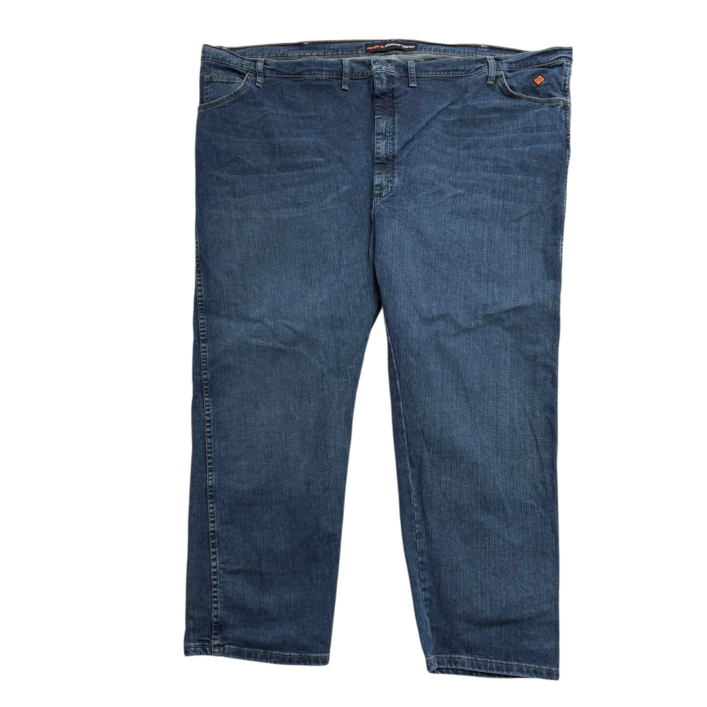 Wrangler Jeans W58 L30 Mens Dark Blue Regular Straight Fit Stretch Denim (E)