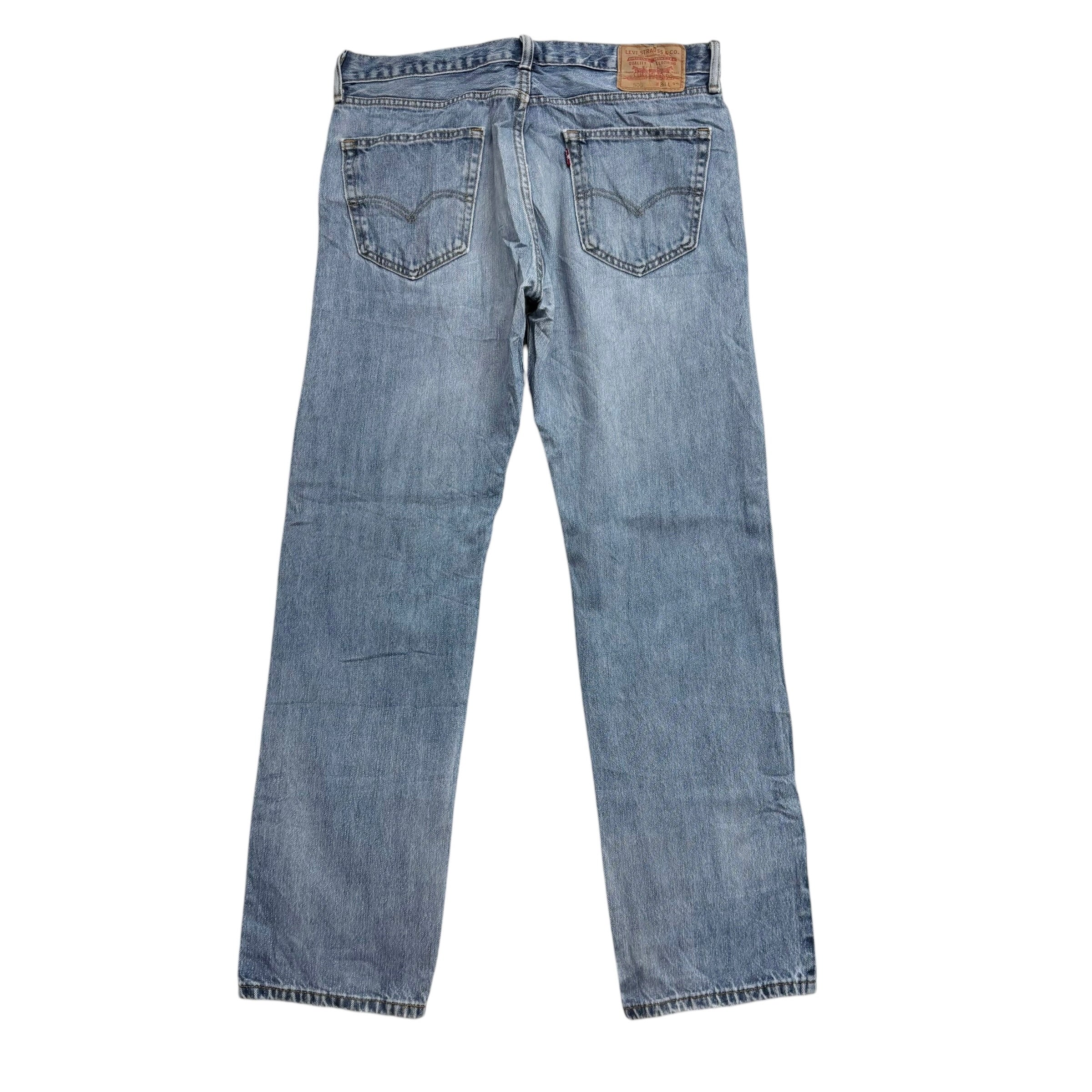 Levis 505 Jeans W34 L32 Mens Light Blue Regular Straight Fit Vintage Denim