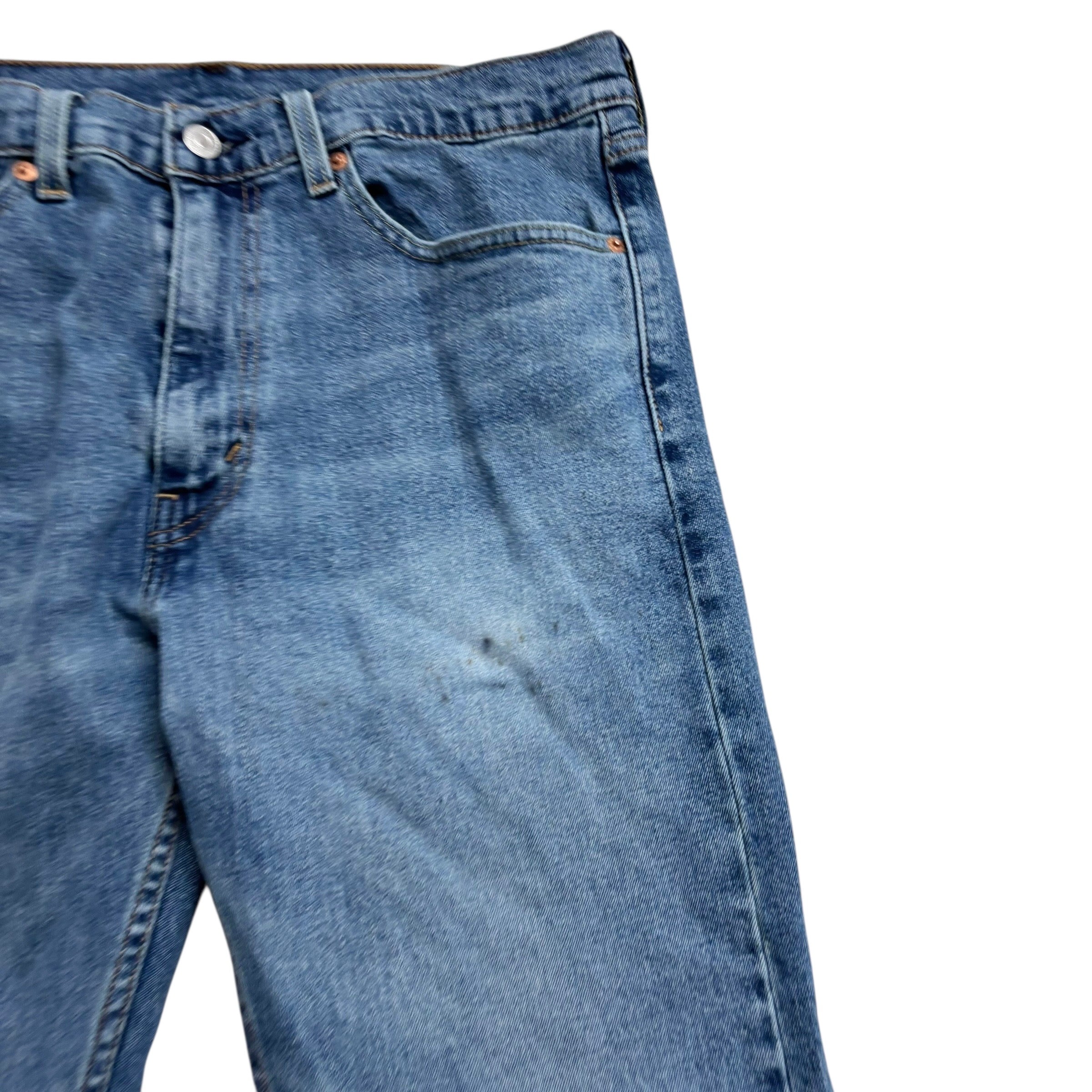 Levis 505 Jeans W35 L30 Mens Mid Blue Regular Straight Fit Stretch Denim (F)