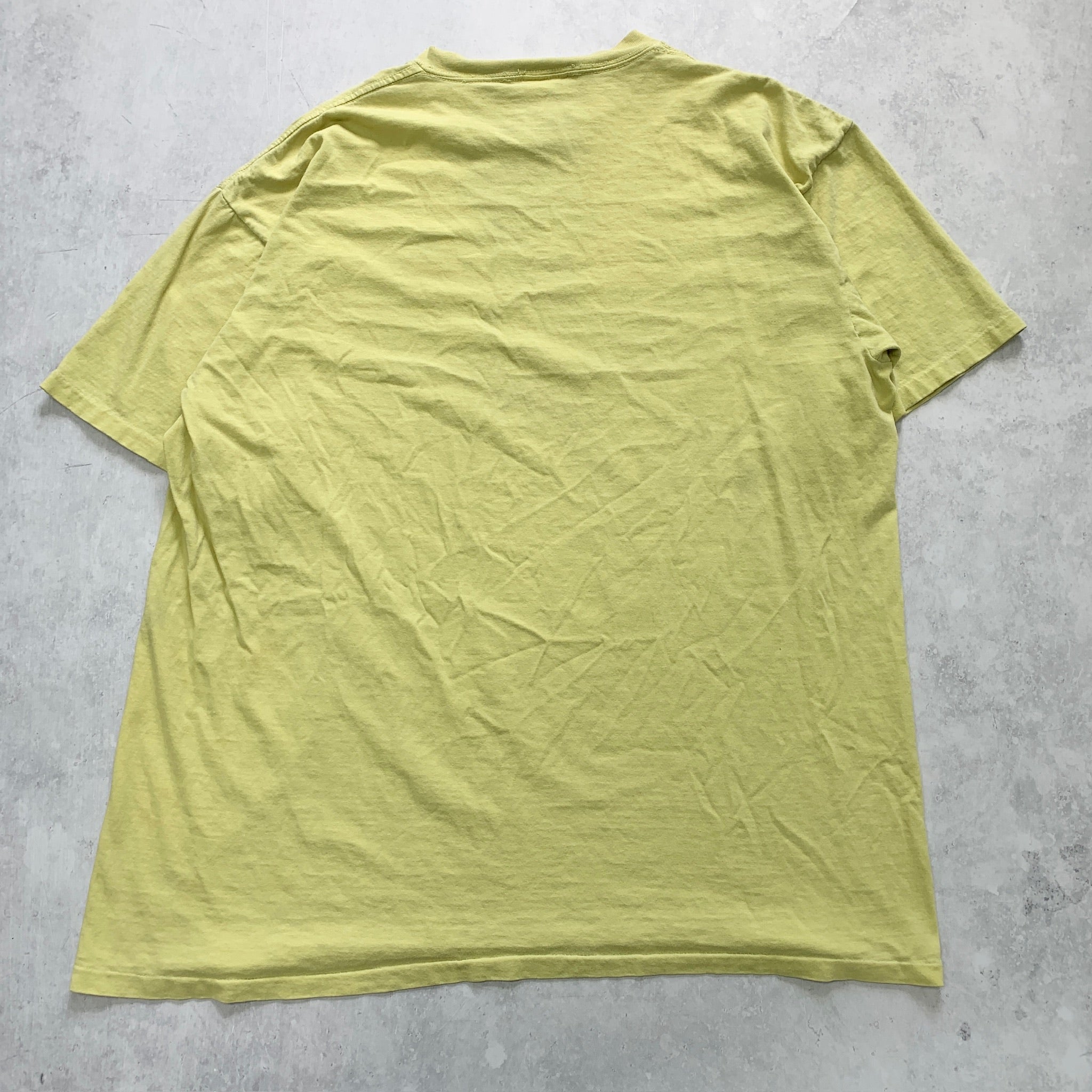 Vintage T Shirt Mens XXL Yellow Single Stitch Graphic Print 90s USA Wine