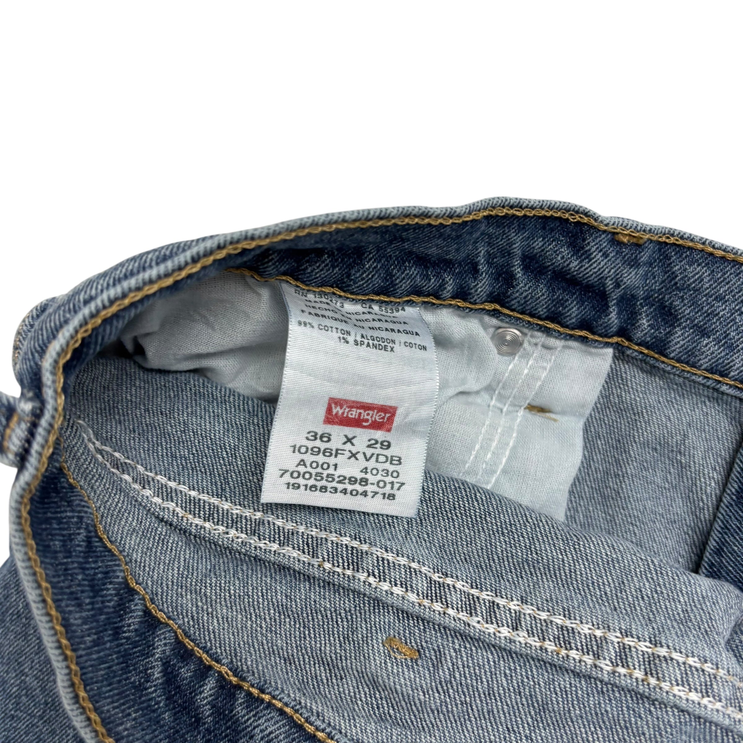 Wrangler Jeans W36 L29 Mens Mid Blue Regular Straight Fit Stretch Denim (E)