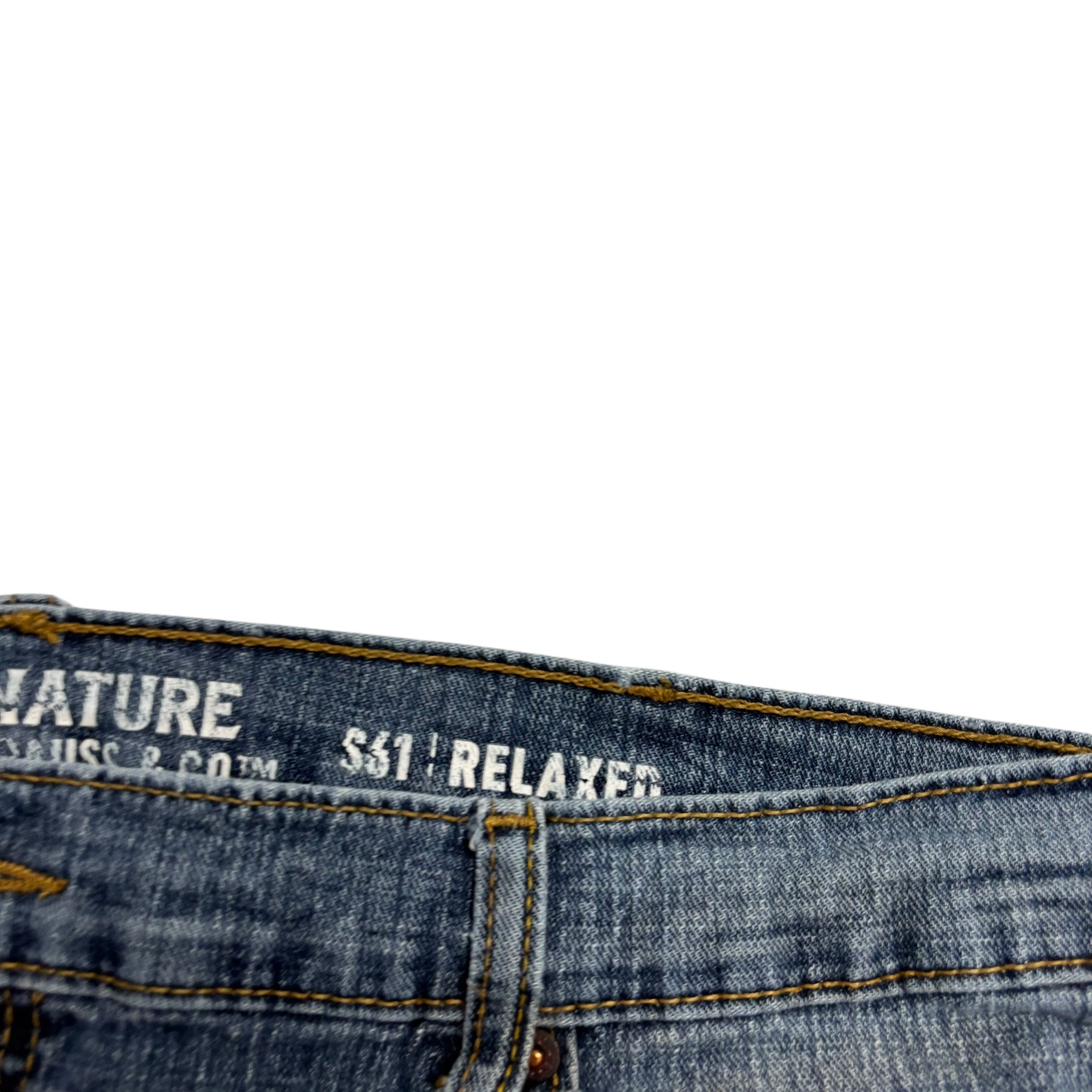 Levis Signature Jeans W40 L30 Mens Mid Blue Relaxed Straight Fit Stretch (F)