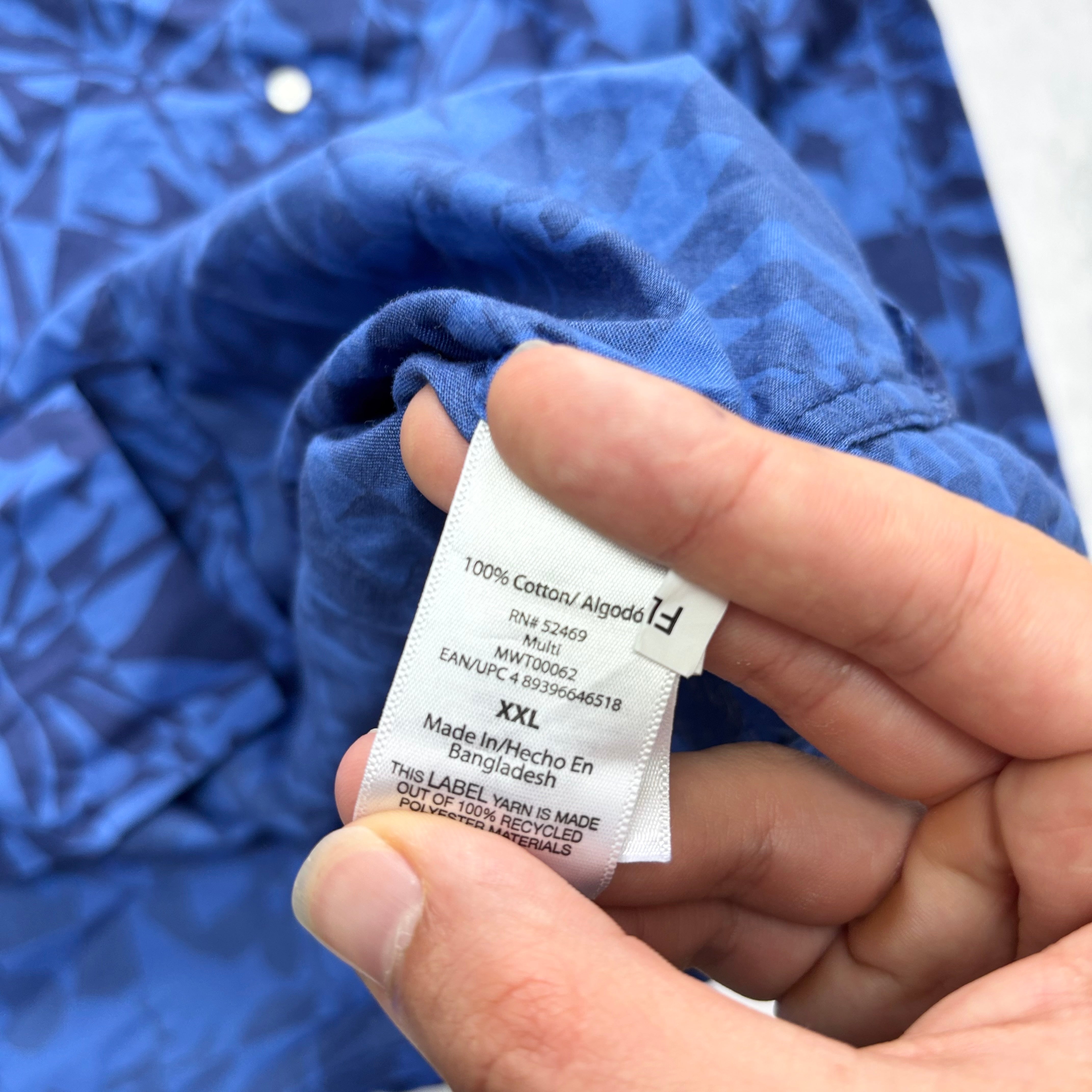 Hawaiian Shirt Mens XXL Blue Floral Aloha Short Sleeve Cotton (E)