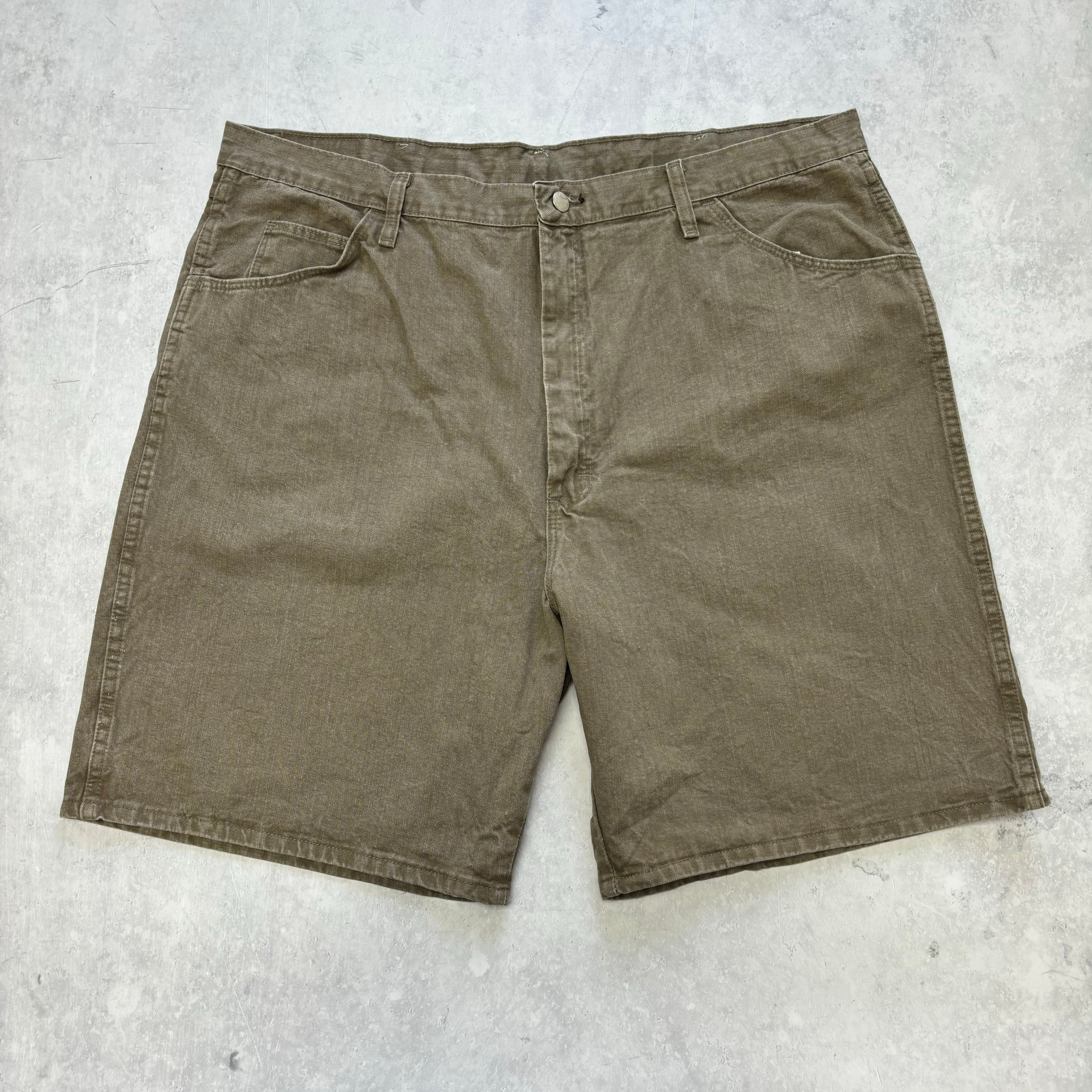 Vintage Wrangler Jorts W42 Mens Denim Shorts Brown Baggy Relaxed Fit