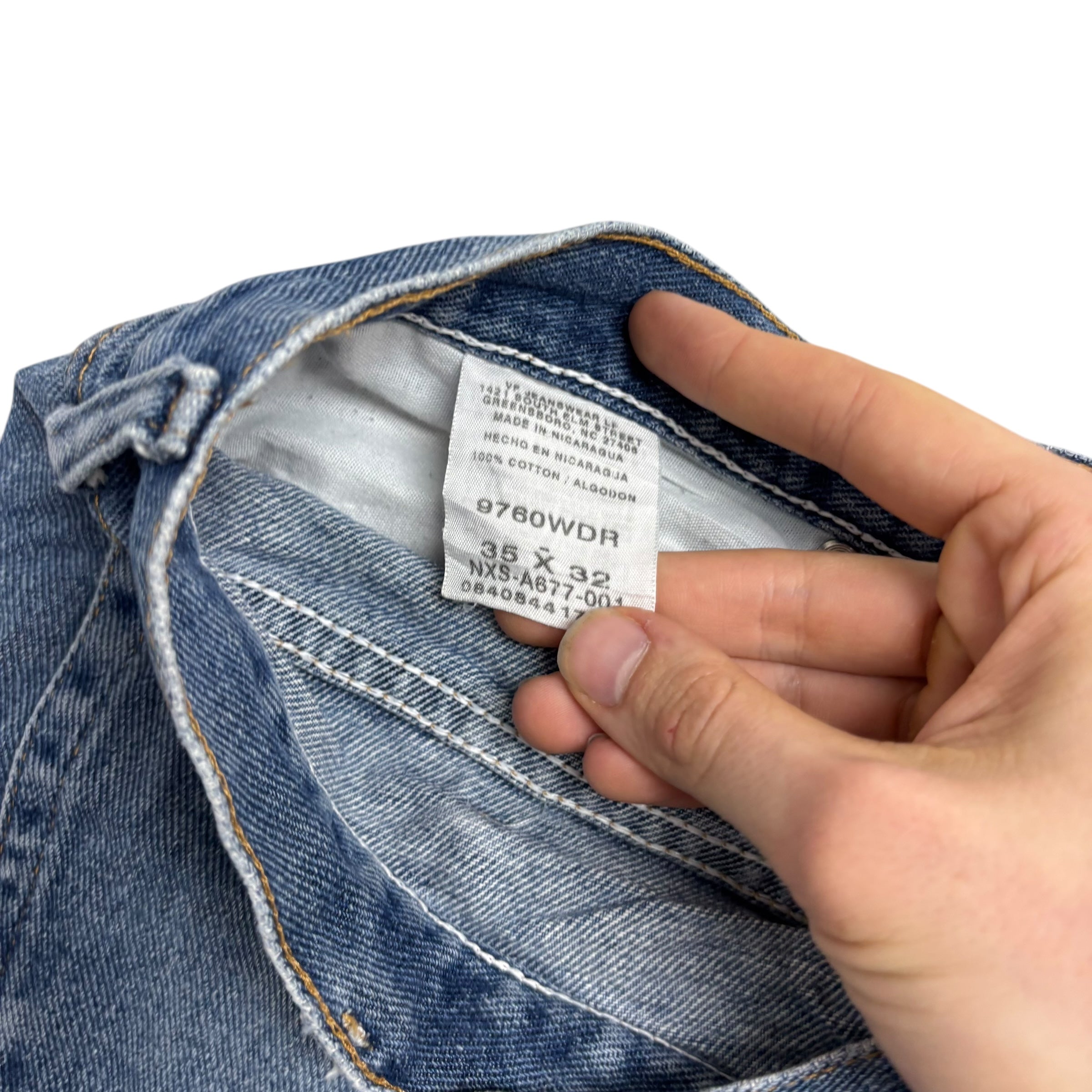 Wrangler Jeans W35 L32 Mens Mid Blue Baggy Relaxed Straight Fit Denim