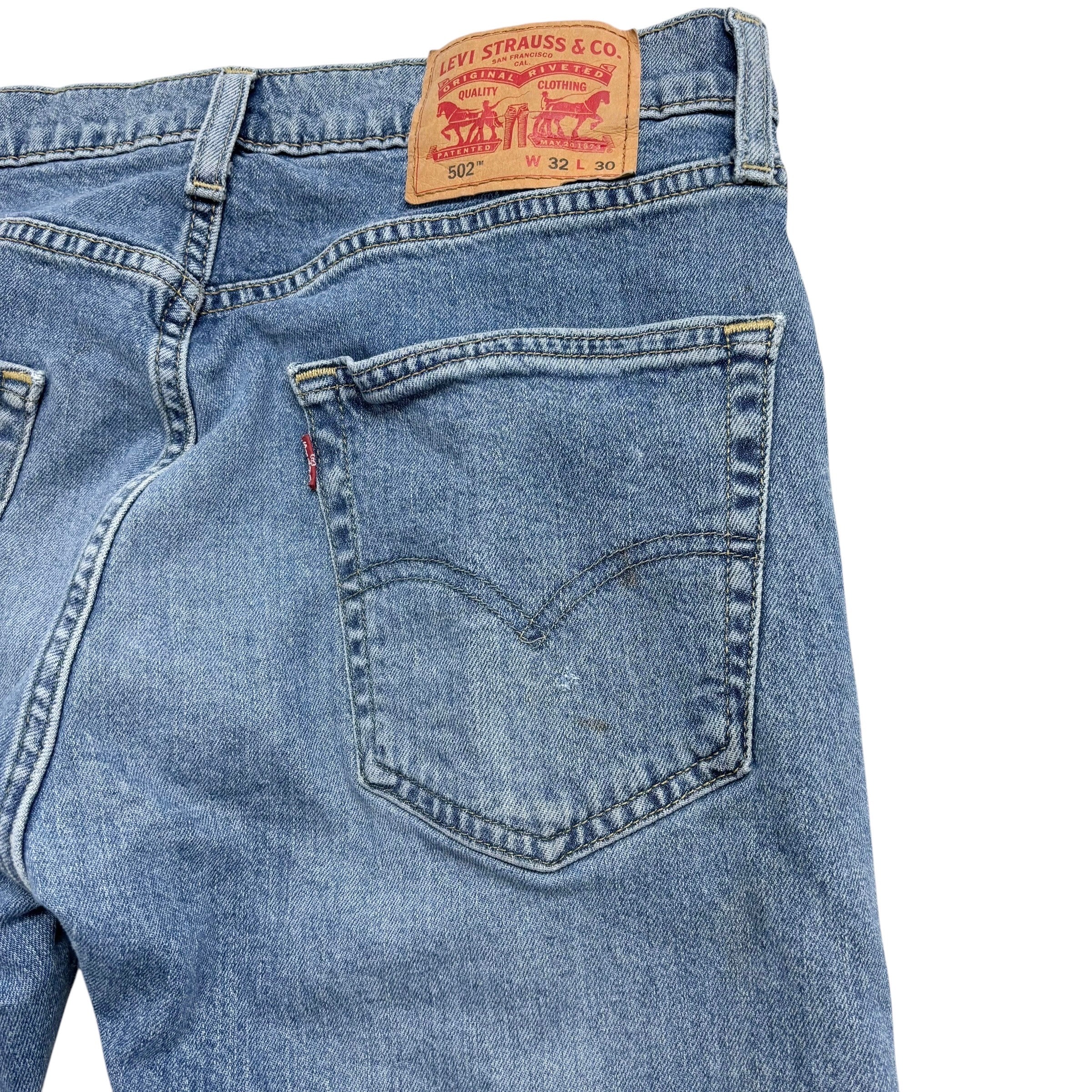 Levis 502 Jeans W32 L30 Mens Light Blue Regular Tapered Fit Stretch Denim