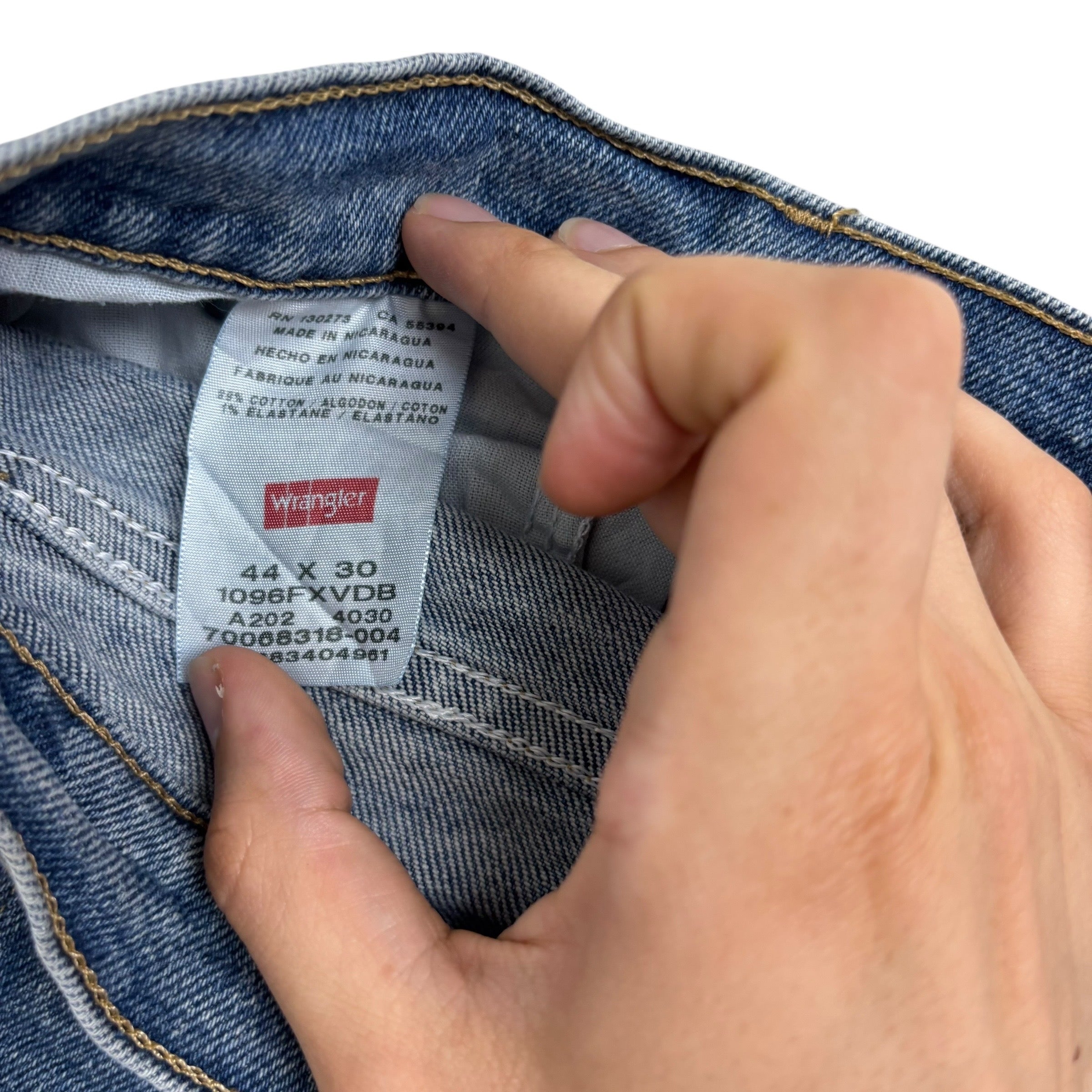 Wrangler Jeans W44 L30 Mens Light Blue Regular Straight Fit Stretch Denim (E)