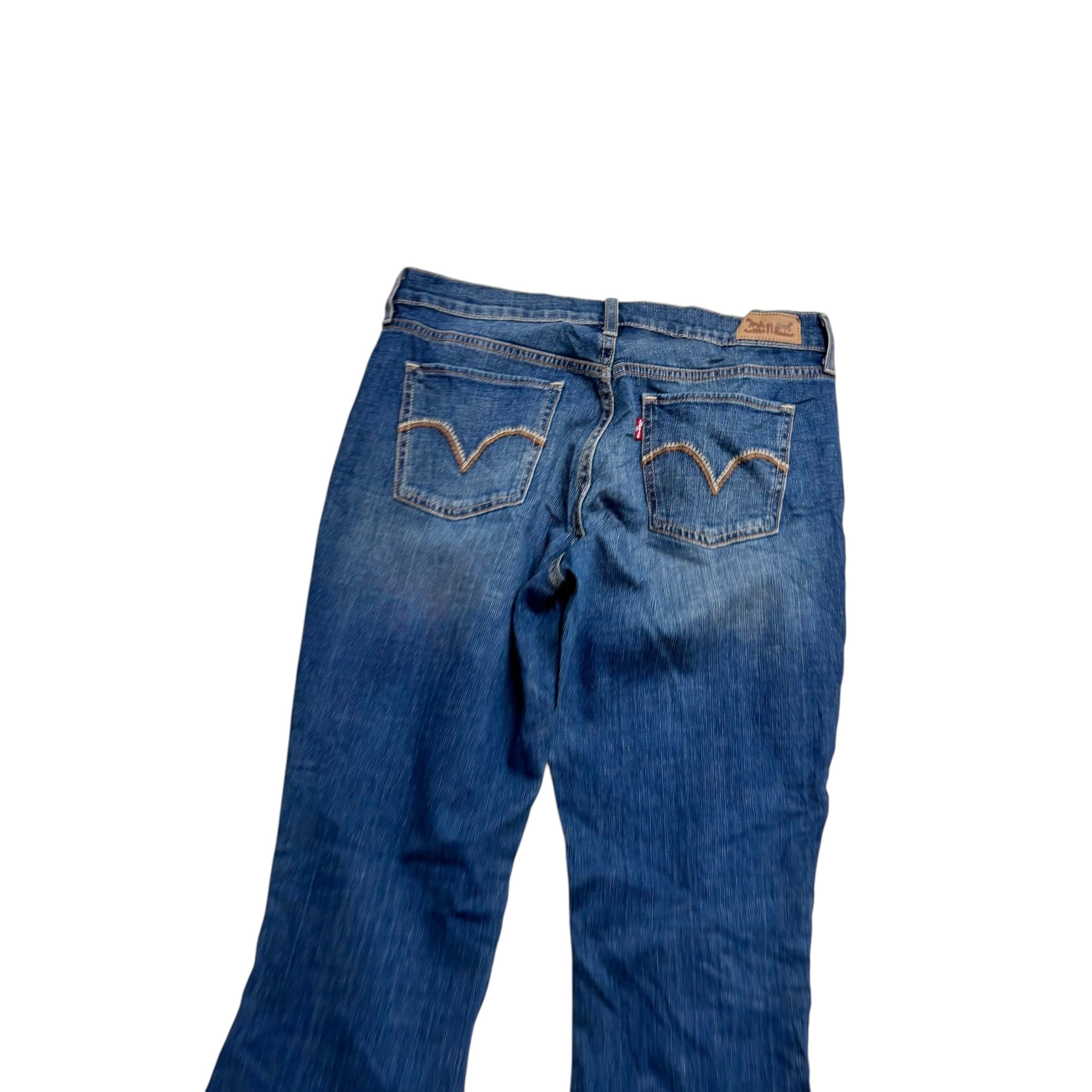 Levis 515 Jeans W29 L32 Womens Regular Bootcut Mid Blue Stretch Denim (E)