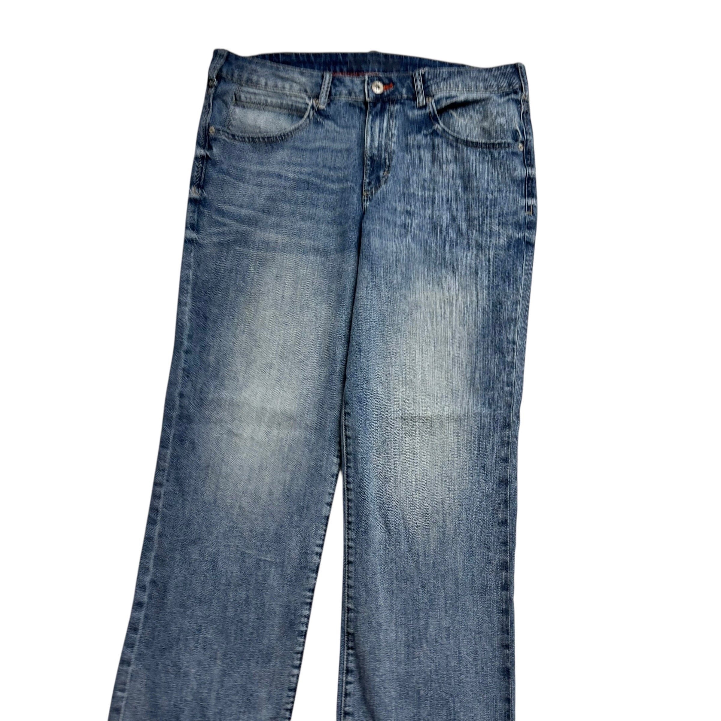 Lee Jeans W38 L32 Mens Mid Blue Regular Straight Fit Stretch Denim (E)