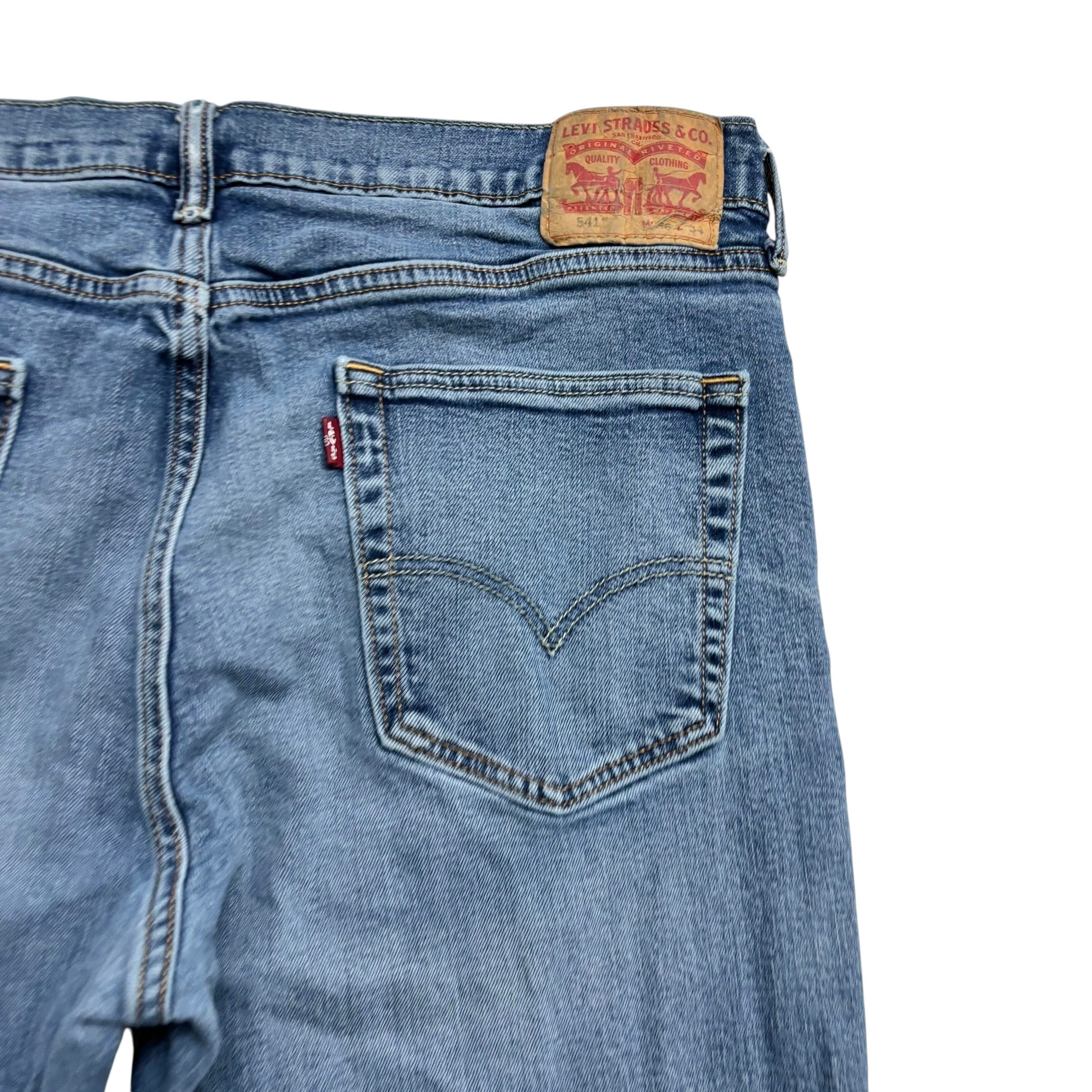 Levis 541 Jeans W36 L34 Mens Mid Blue Athletic Tapered Fit Stretch Denim