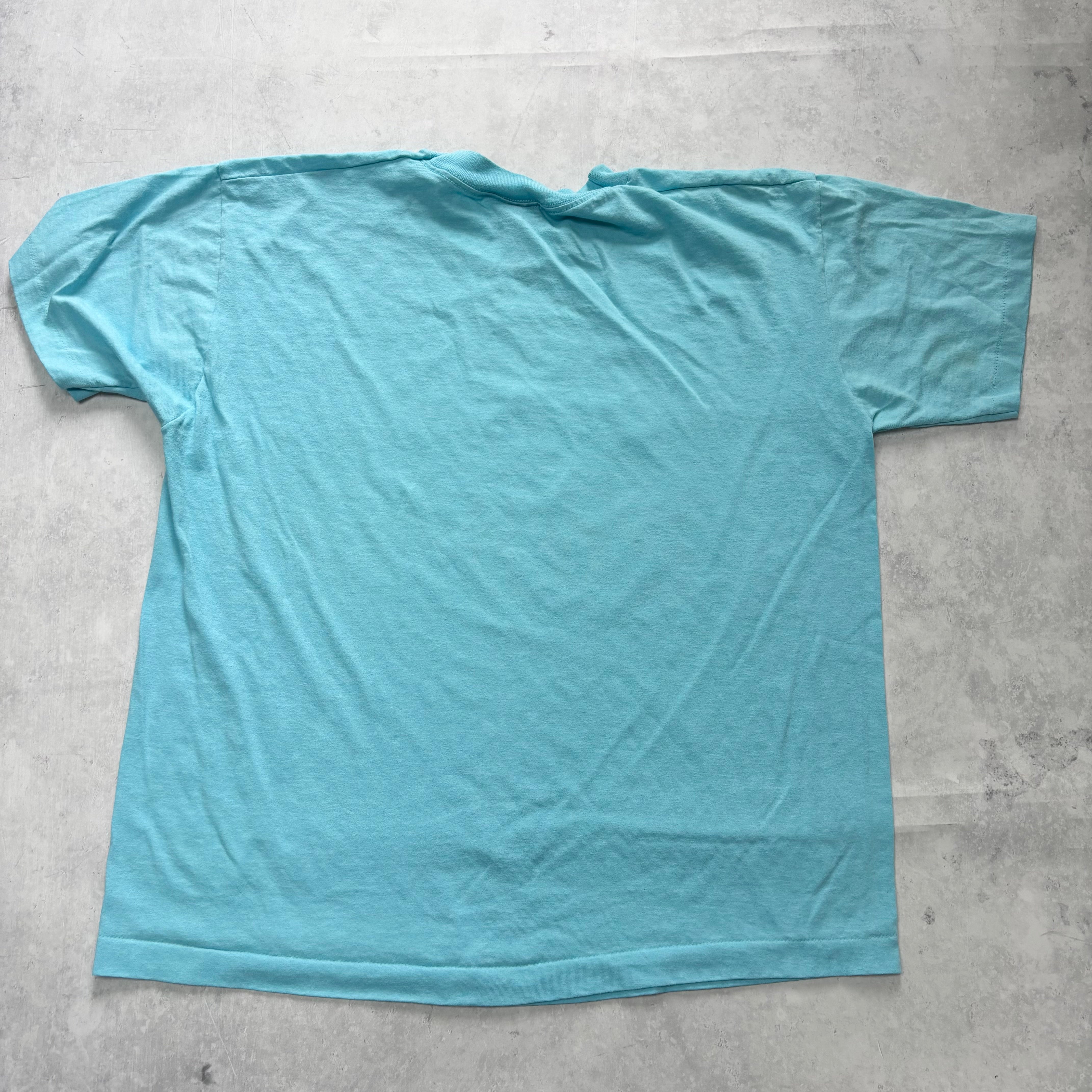 Vintage T Shirt Mens Large Blue Single Stitch Graphic Print 90s USA Soccer