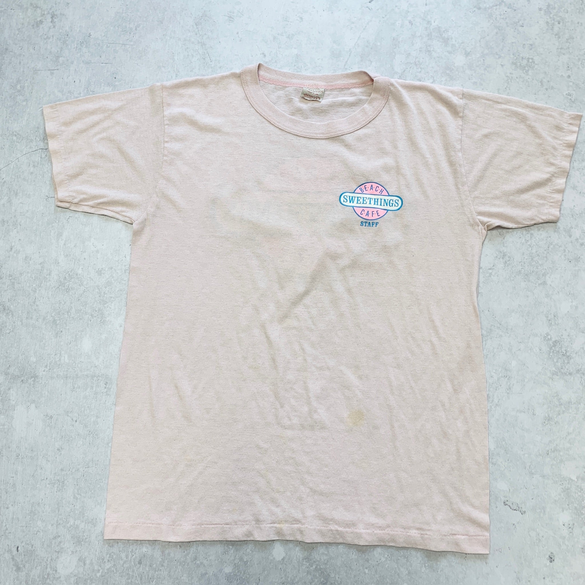 Vintage T Shirt Mens Small Pink Single Stitch Graphic Print 80s USA Tourist