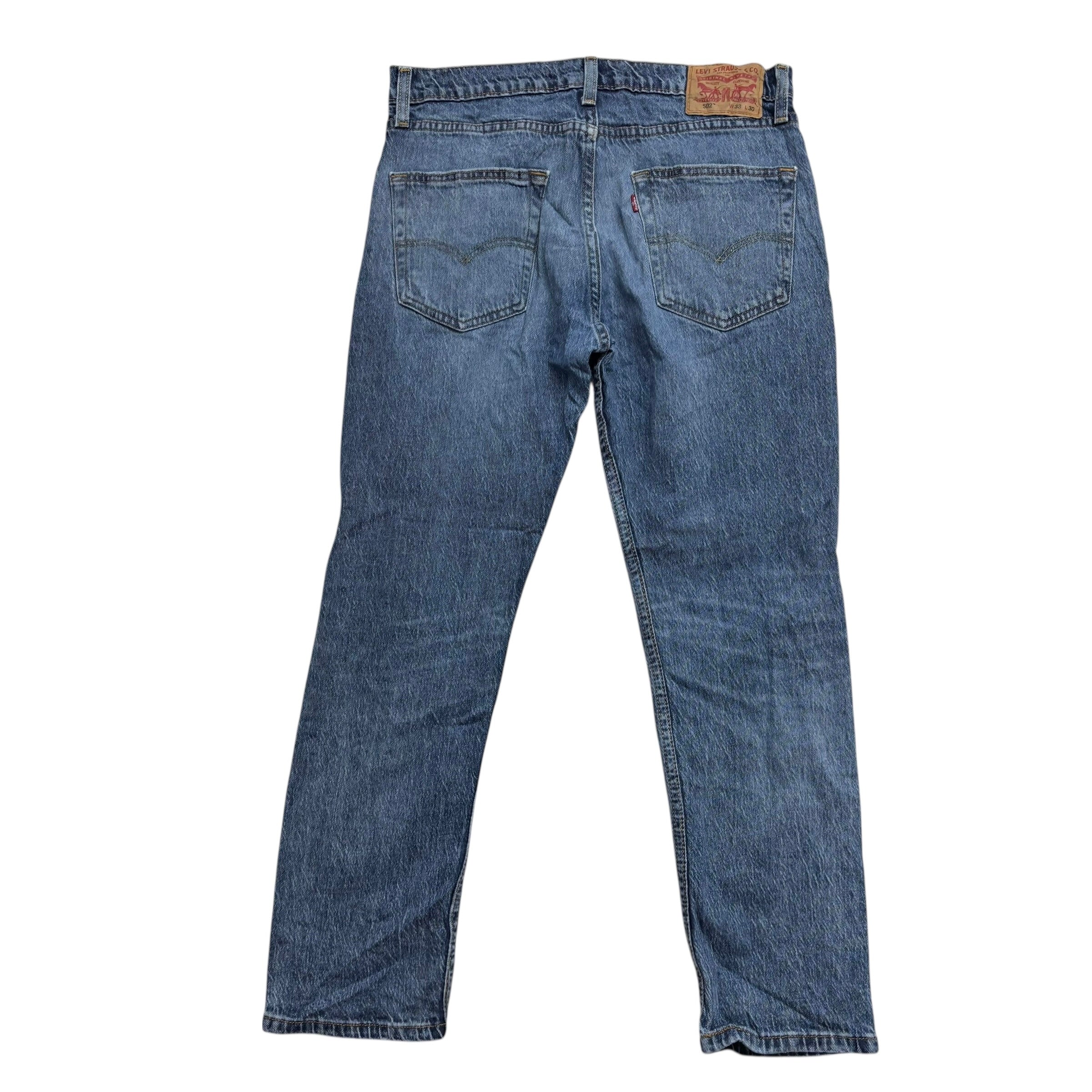 Levis 502 Jeans W33 L29 Mens Mid Blue Regular Tapered Fit Stretch Distressed