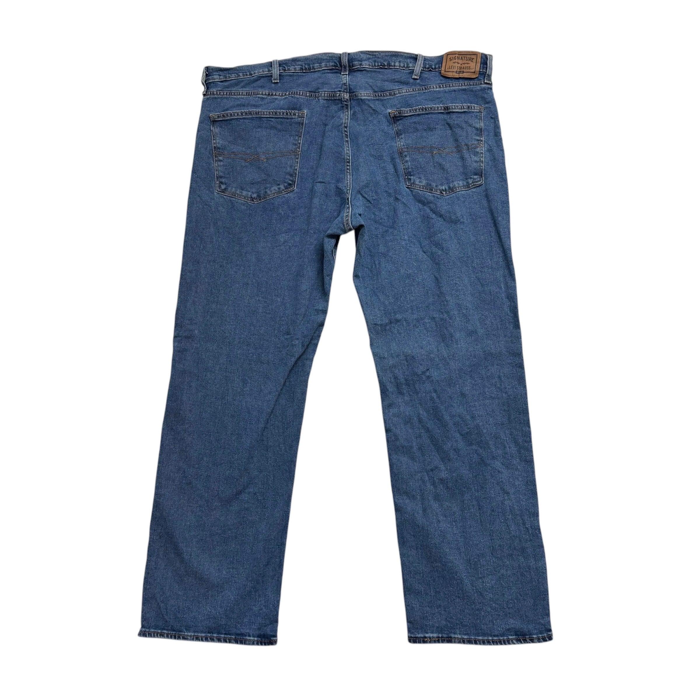 Levis Signature Jeans W46 L32 Mens Mid Blue Relaxed Straight Fit Stretch (E)