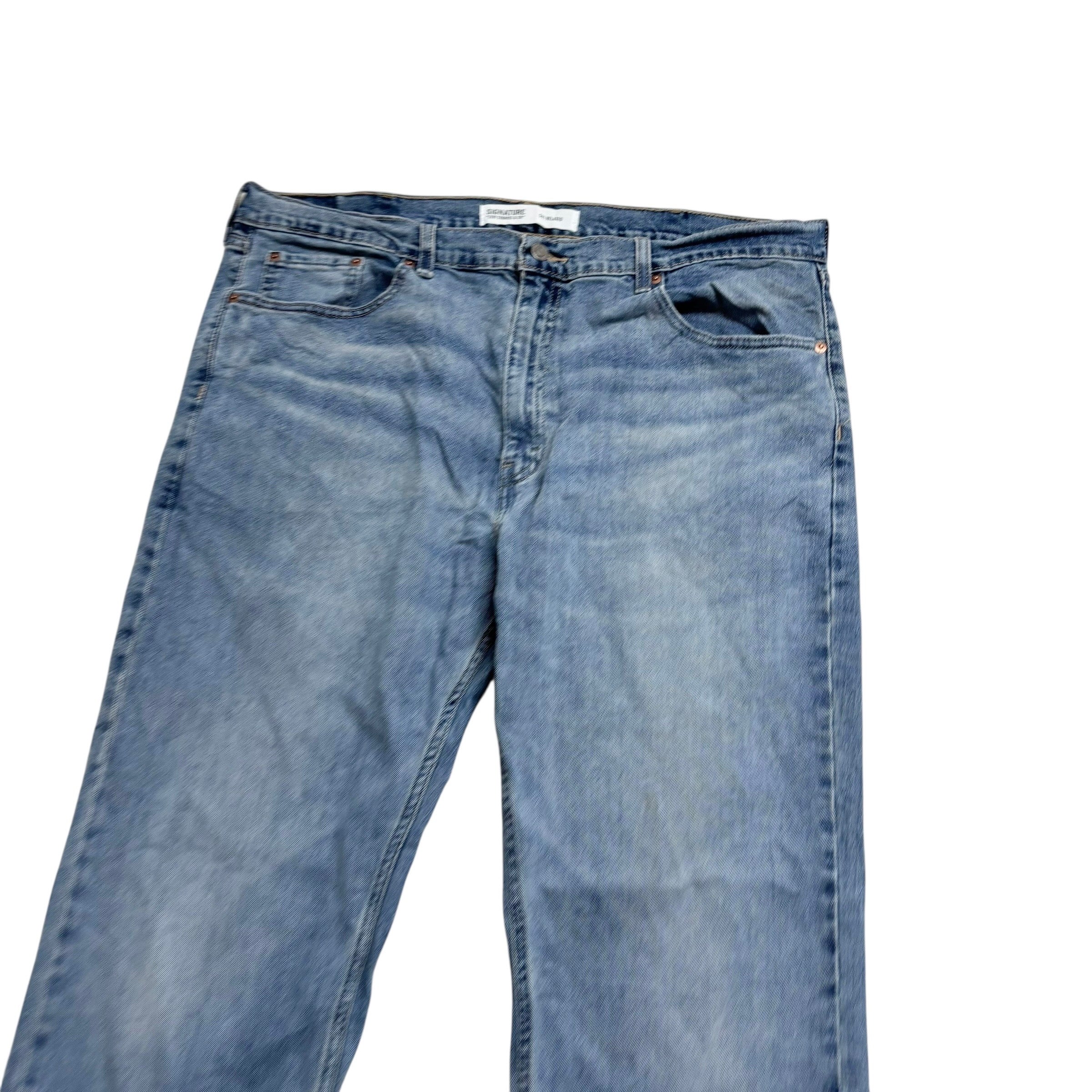 Levis Signature Jeans W40 L32 Mens Light Blue Relaxed Straight Stretch Denim (E)
