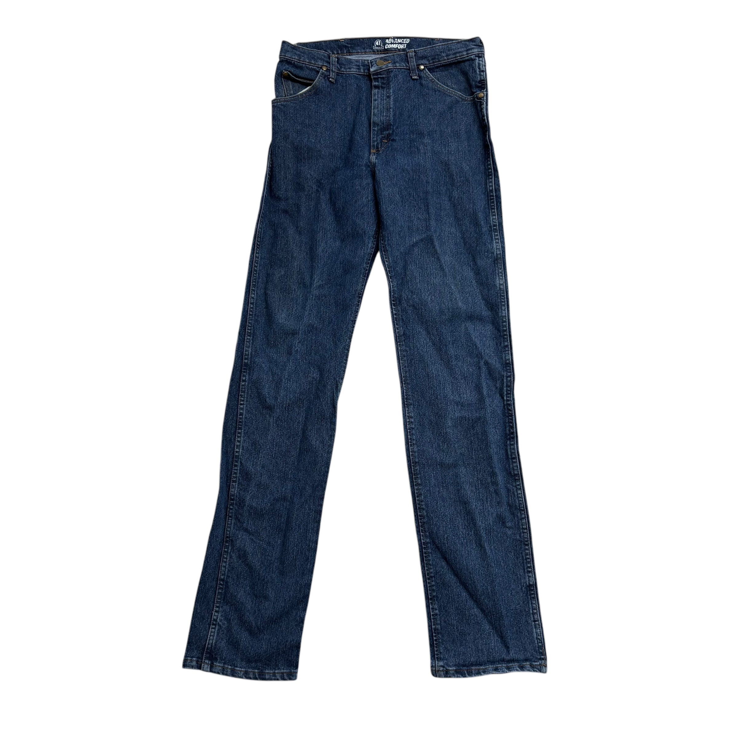 Wrangler Jeans W33 L38 Mens Dark Blue 47 Regular Straight Fit Stretch Denim